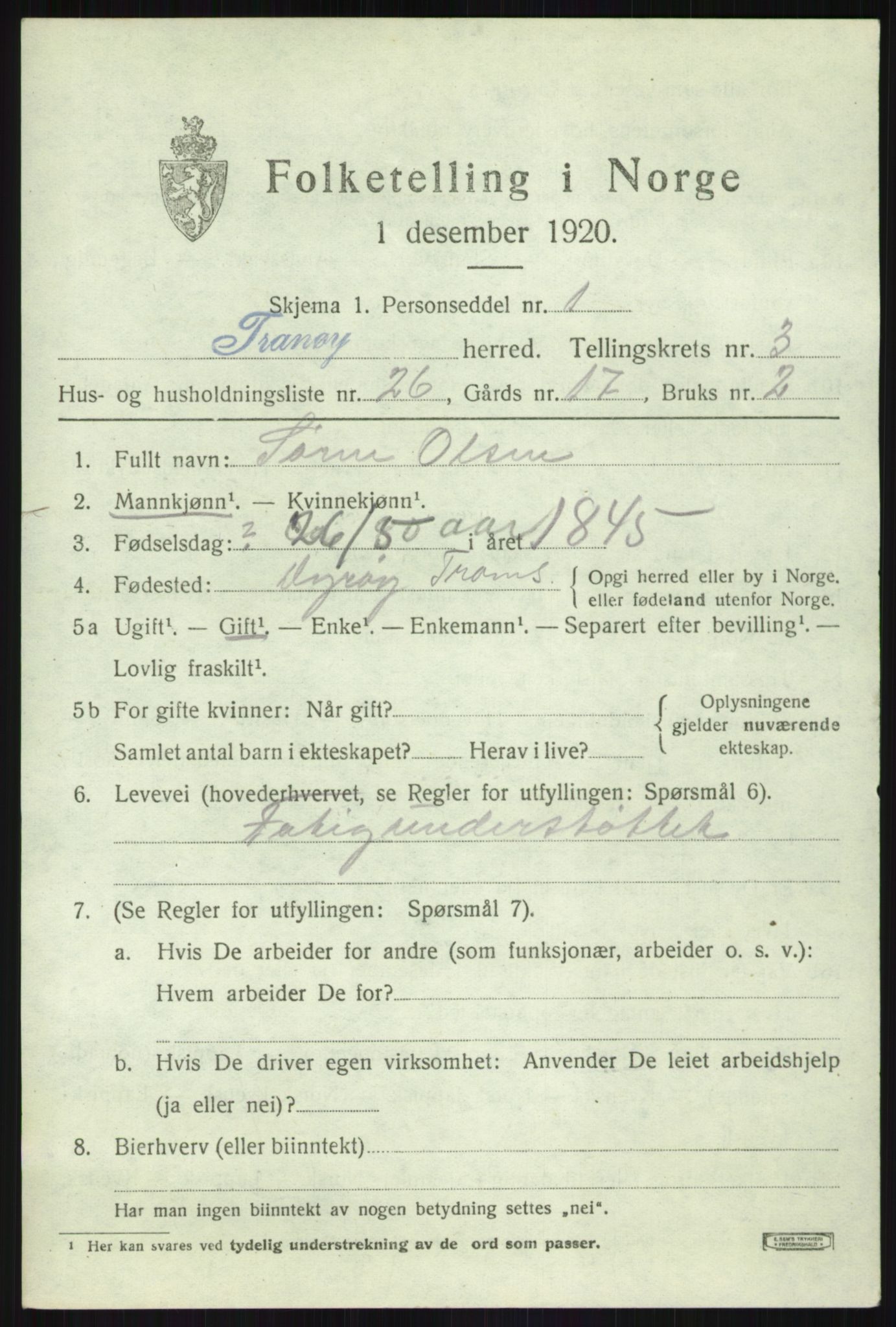 SATØ, 1920 census for Tranøy, 1920, p. 1941