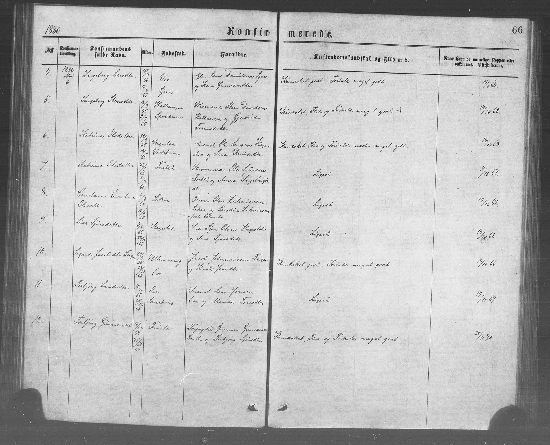 Ulvik sokneprestembete, AV/SAB-A-78801/H/Haa: Parish register (official) no. A 17, 1873-1891, p. 66