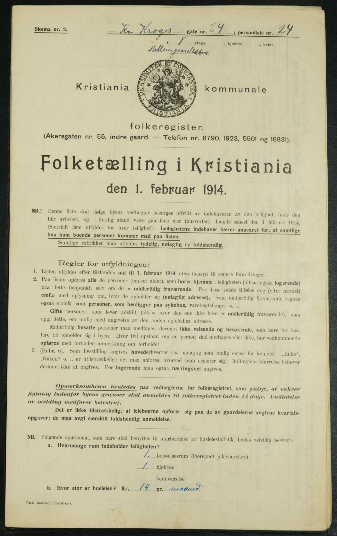 OBA, Municipal Census 1914 for Kristiania, 1914, p. 12041