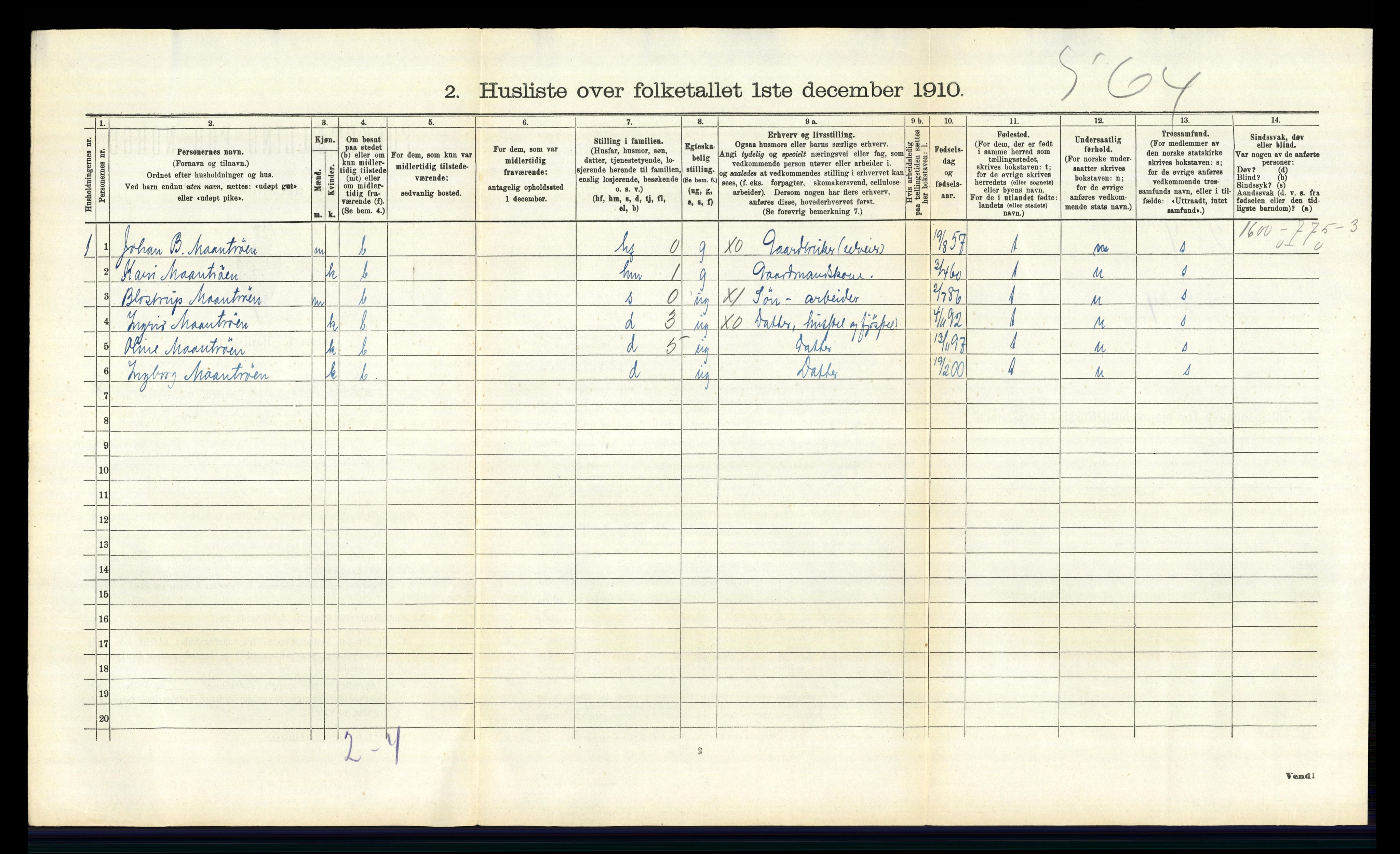 RA, 1910 census for Lille Elvedalen, 1910, p. 726