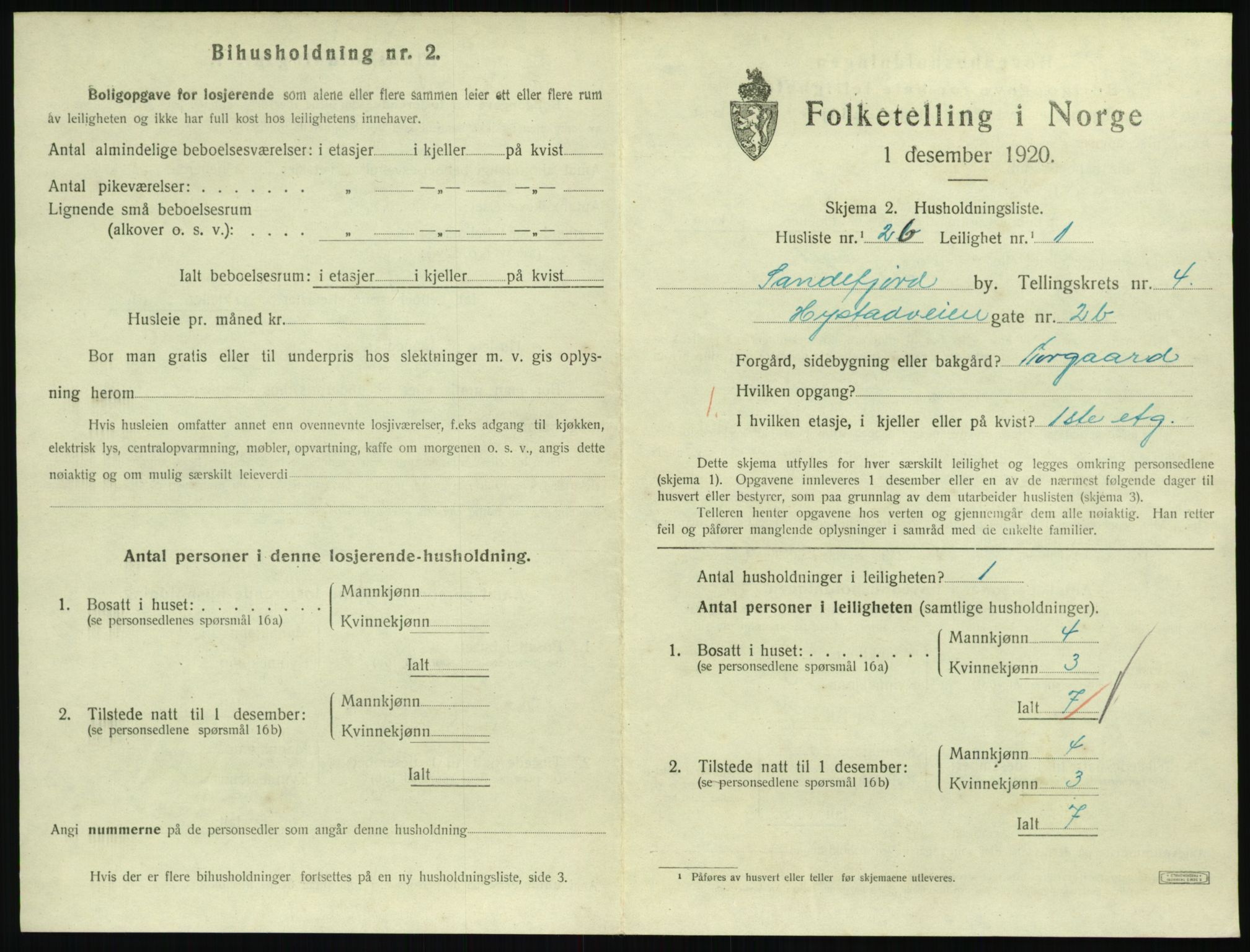 SAKO, 1920 census for Sandefjord, 1920, p. 2304