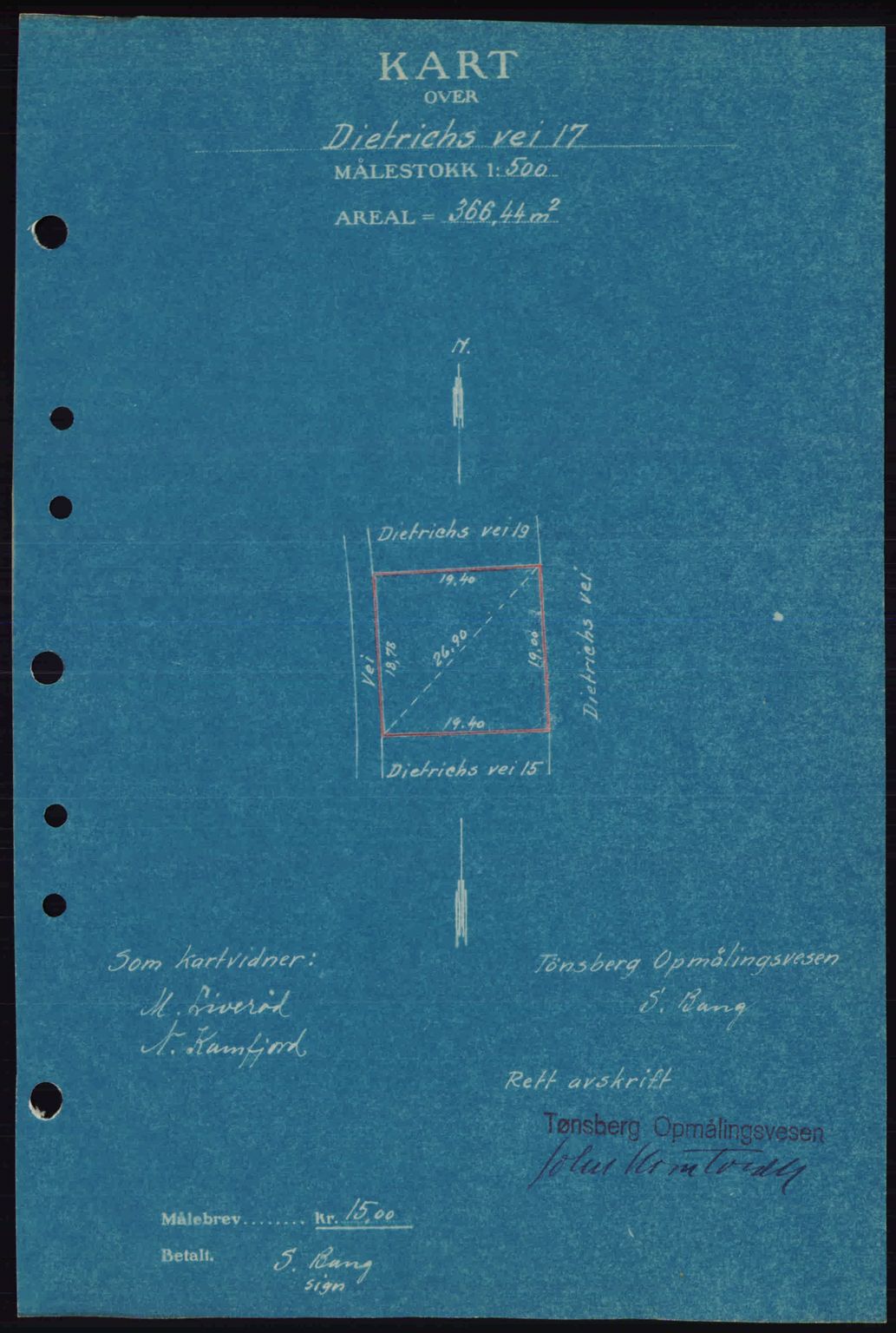 Tønsberg sorenskriveri, AV/SAKO-A-130/G/Ga/Gaa/L0017a: Mortgage book no. A17a, 1945-1945, Diary no: : 1052/1945