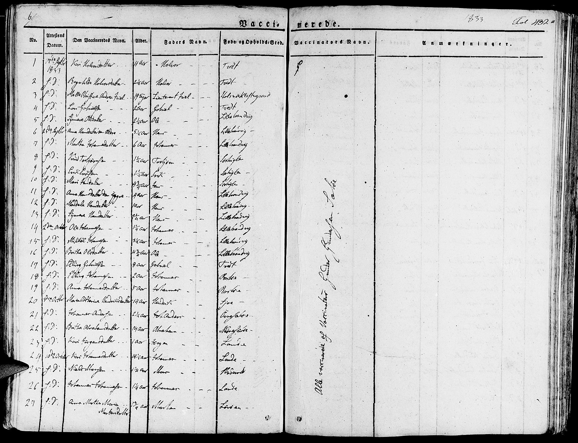 Fjelberg sokneprestembete, SAB/A-75201/H/Haa: Parish register (official) no. A 5, 1822-1834, p. 432