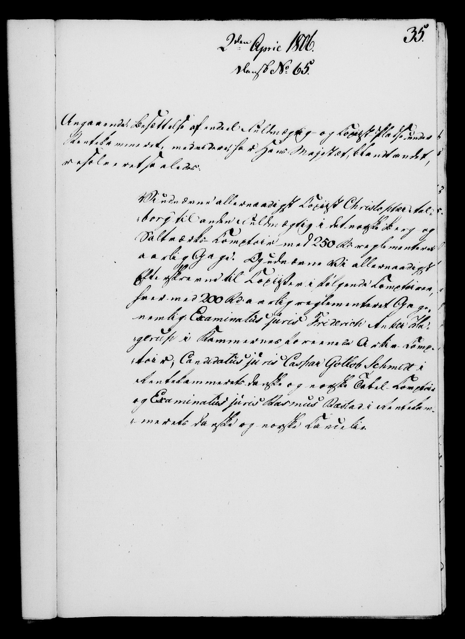 Rentekammeret, Kammerkanselliet, RA/EA-3111/G/Gf/Gfa/L0088: Norsk relasjons- og resolusjonsprotokoll (merket RK 52.88), 1806, p. 223
