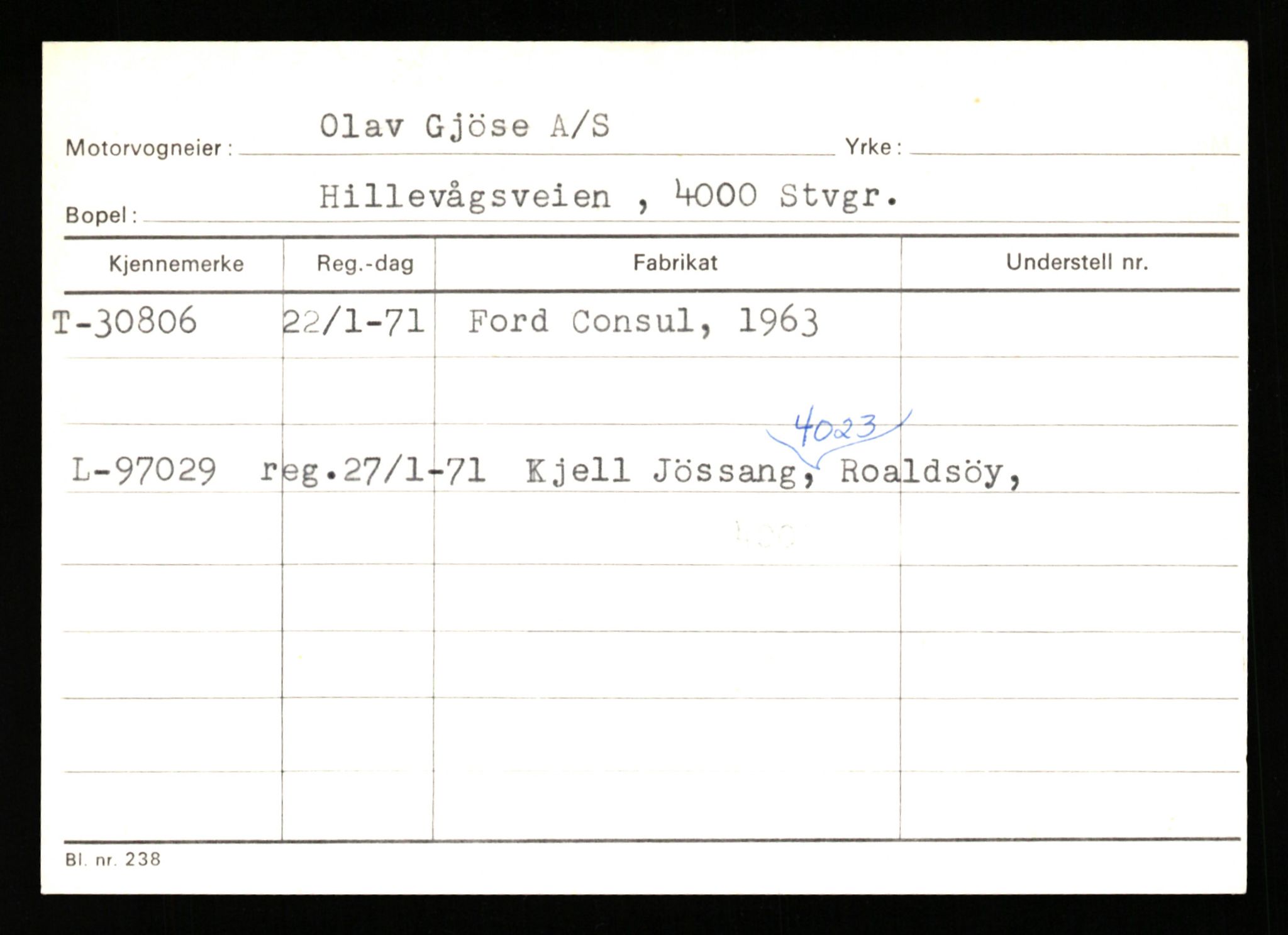 Stavanger trafikkstasjon, AV/SAST-A-101942/0/G/L0005: Registreringsnummer: 23000 - 34245, 1930-1971, p. 2409