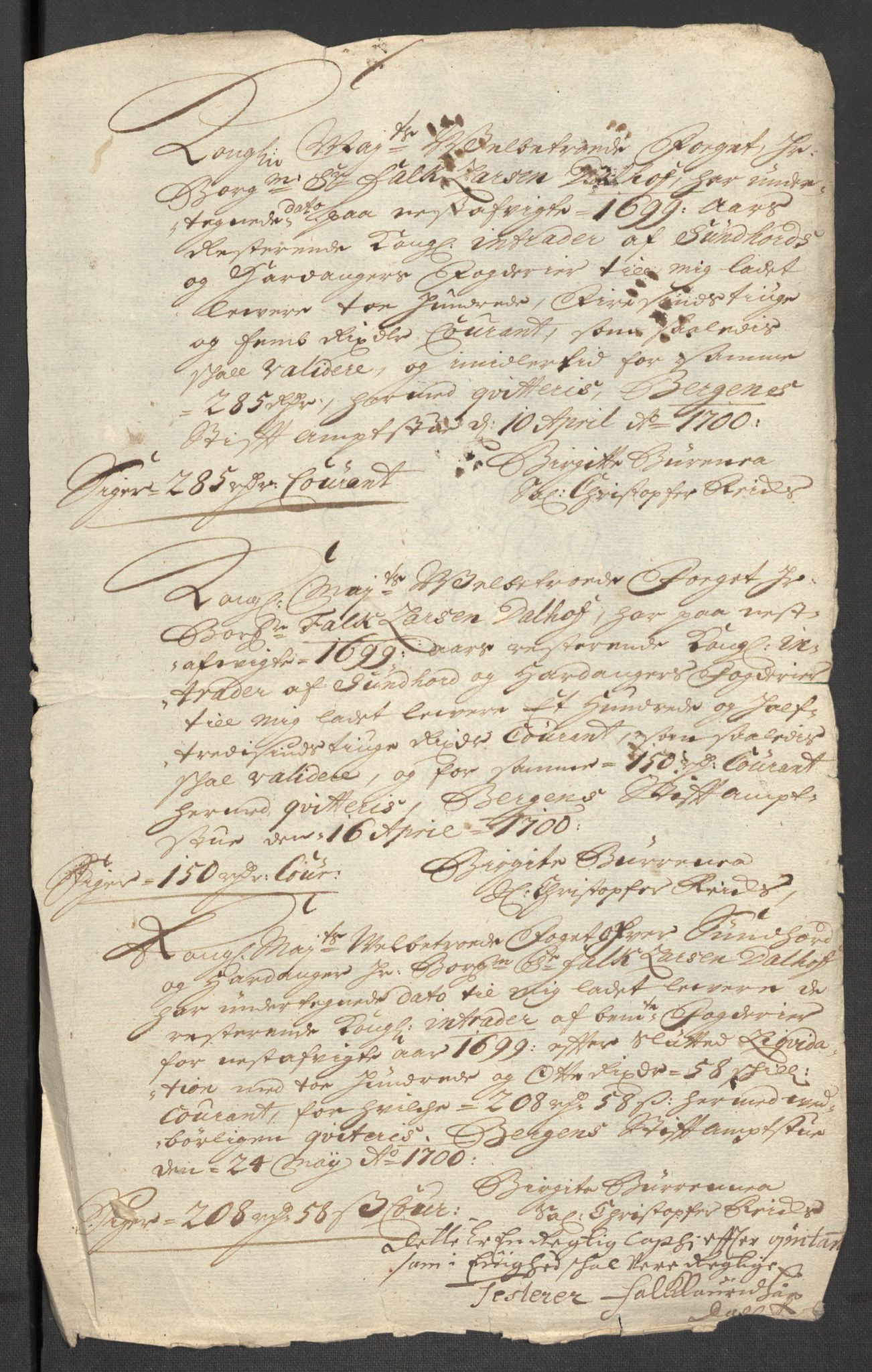 Rentekammeret inntil 1814, Reviderte regnskaper, Fogderegnskap, AV/RA-EA-4092/R48/L2978: Fogderegnskap Sunnhordland og Hardanger, 1699, p. 574