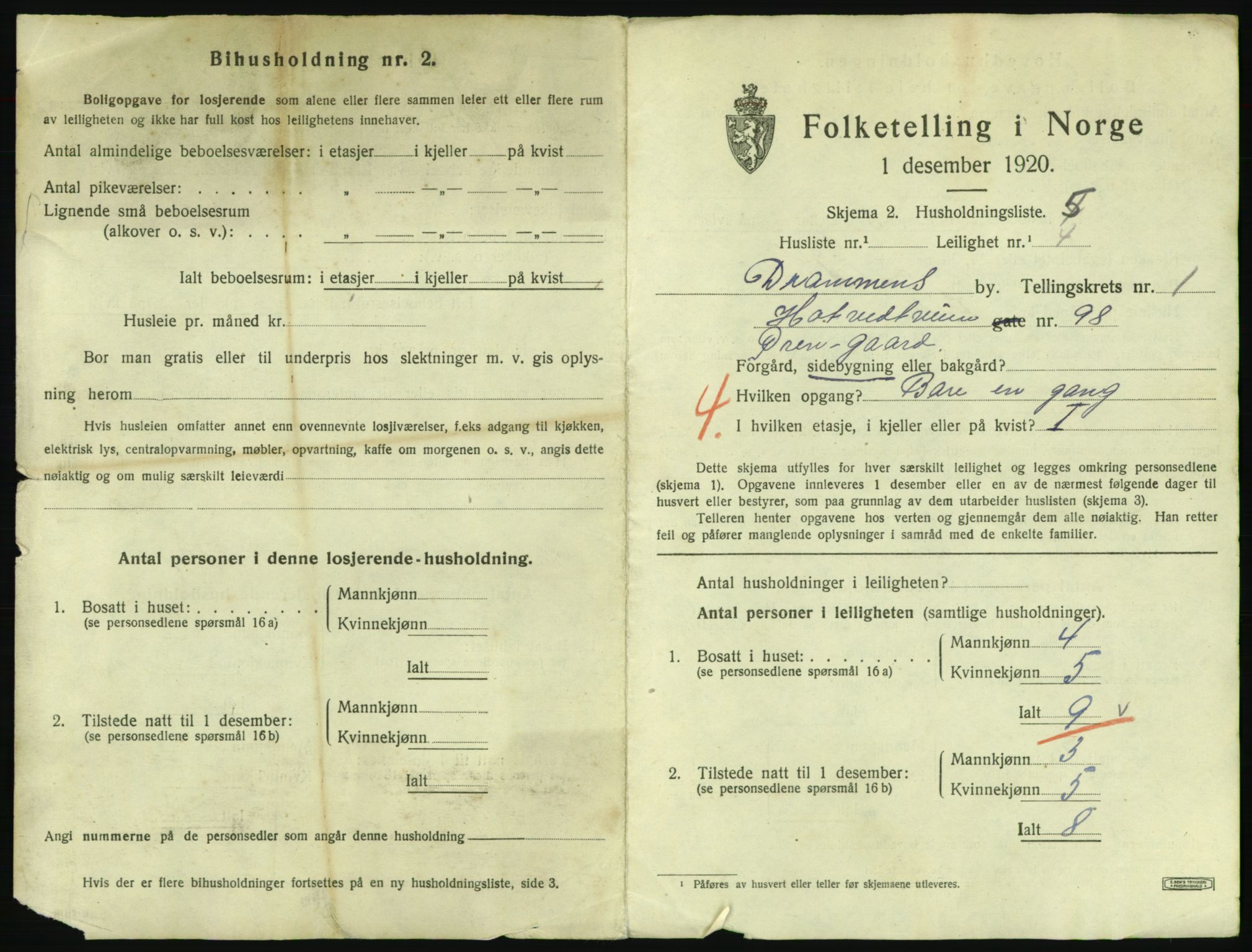 SAKO, 1920 census for Drammen, 1920, p. 7074