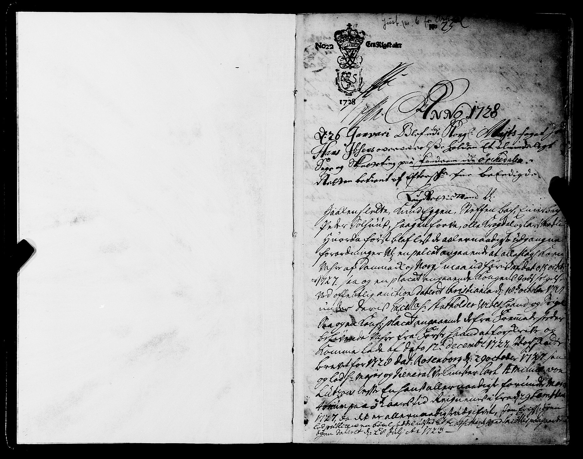 Orkdal sorenskriveri, SAT/A-4169/1/1/1A/L0006: Tingbok 6, 1728-1735, p. 1