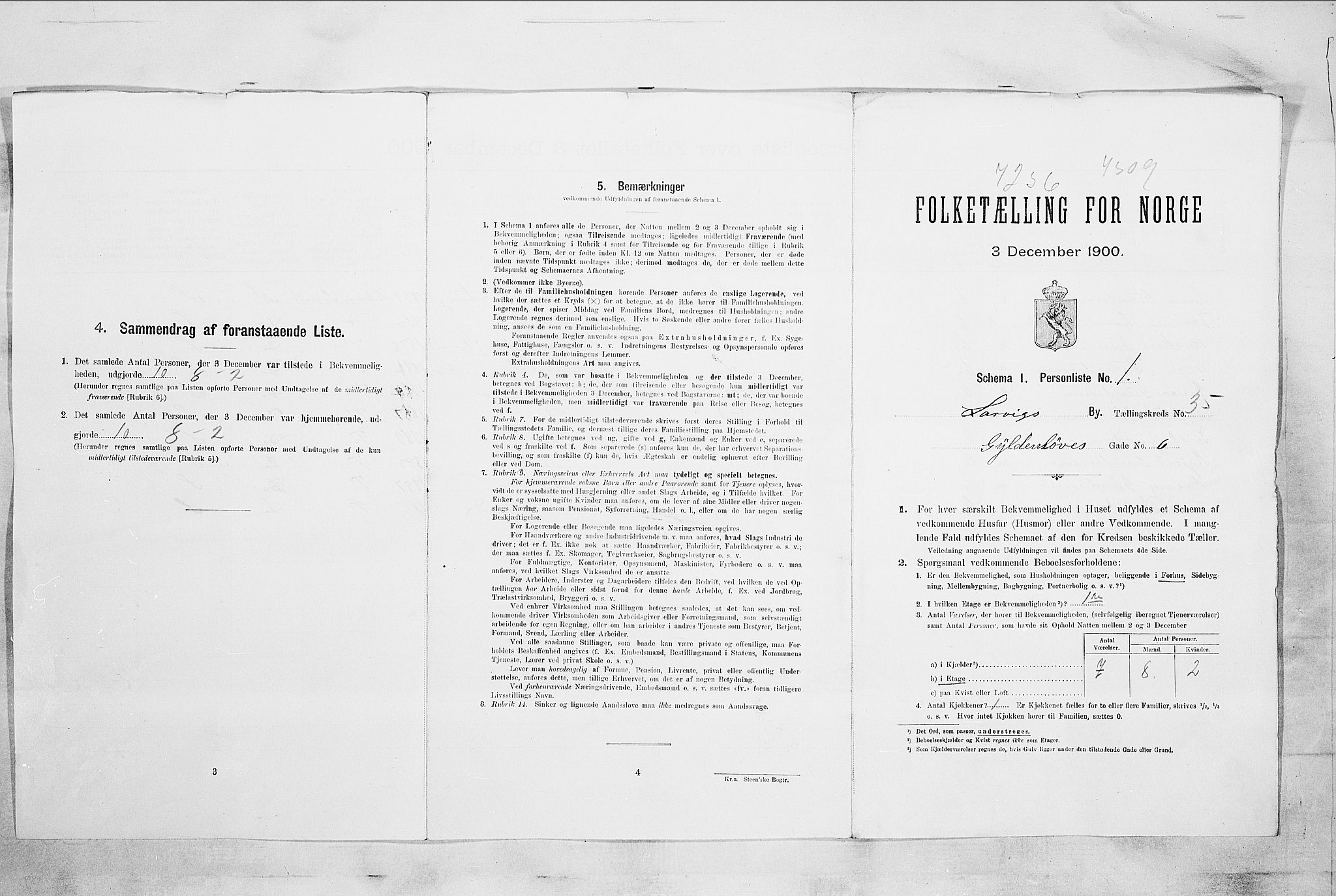 RA, 1900 census for Larvik, 1900, p. 6520