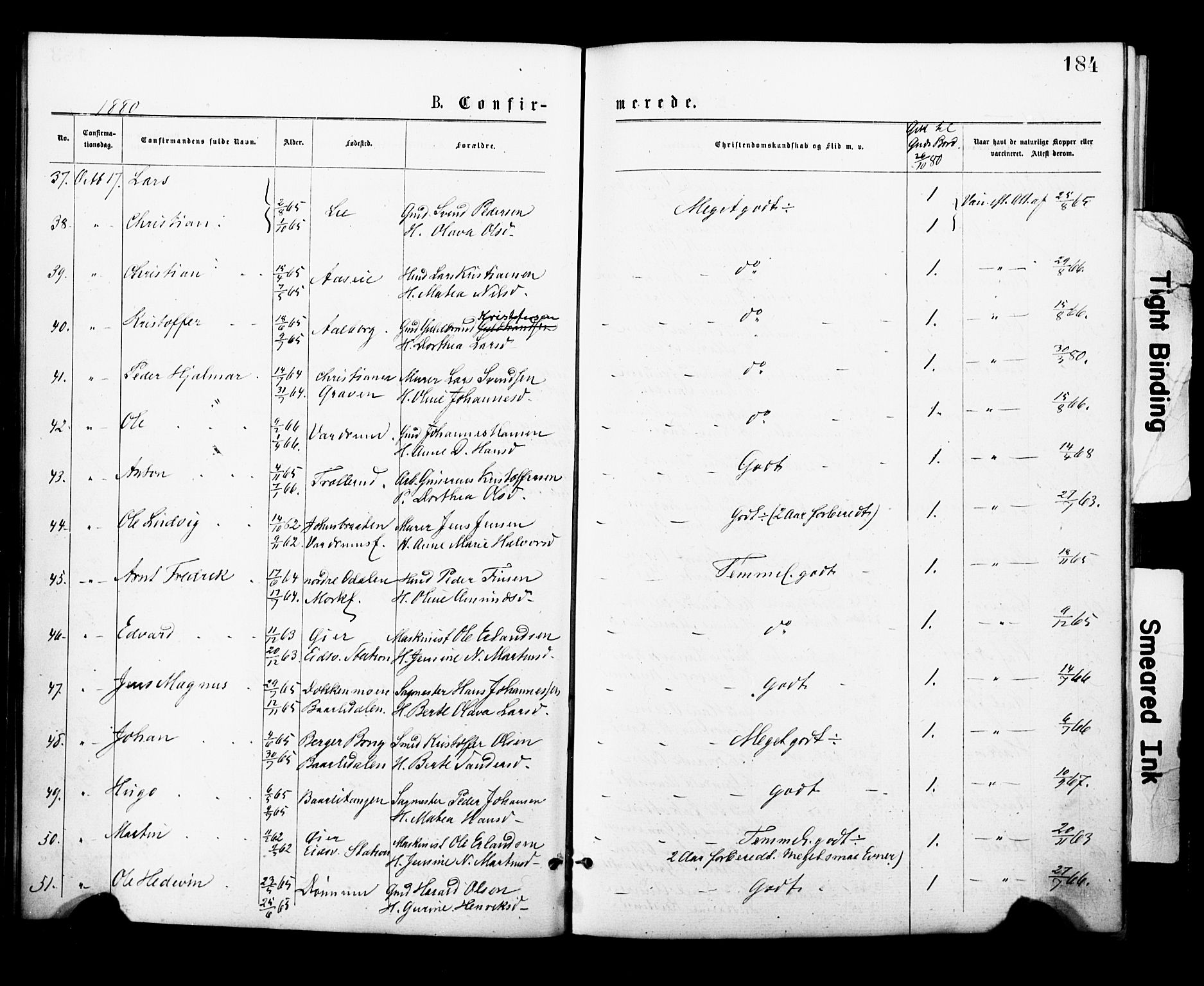 Eidsvoll prestekontor Kirkebøker, AV/SAO-A-10888/F/Fa/L0001: Parish register (official) no. I 1, 1877-1881, p. 184