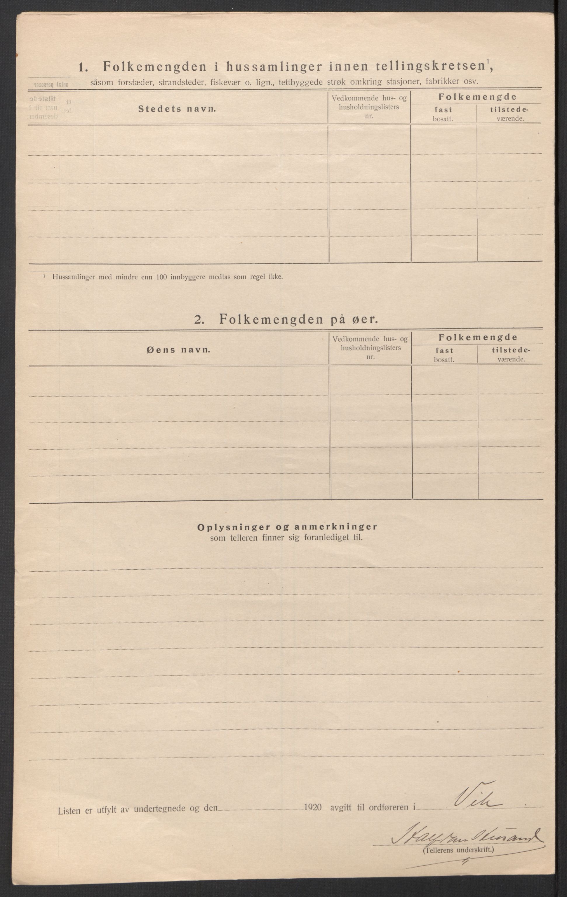 SAT, 1920 census for Vik, 1920, p. 17