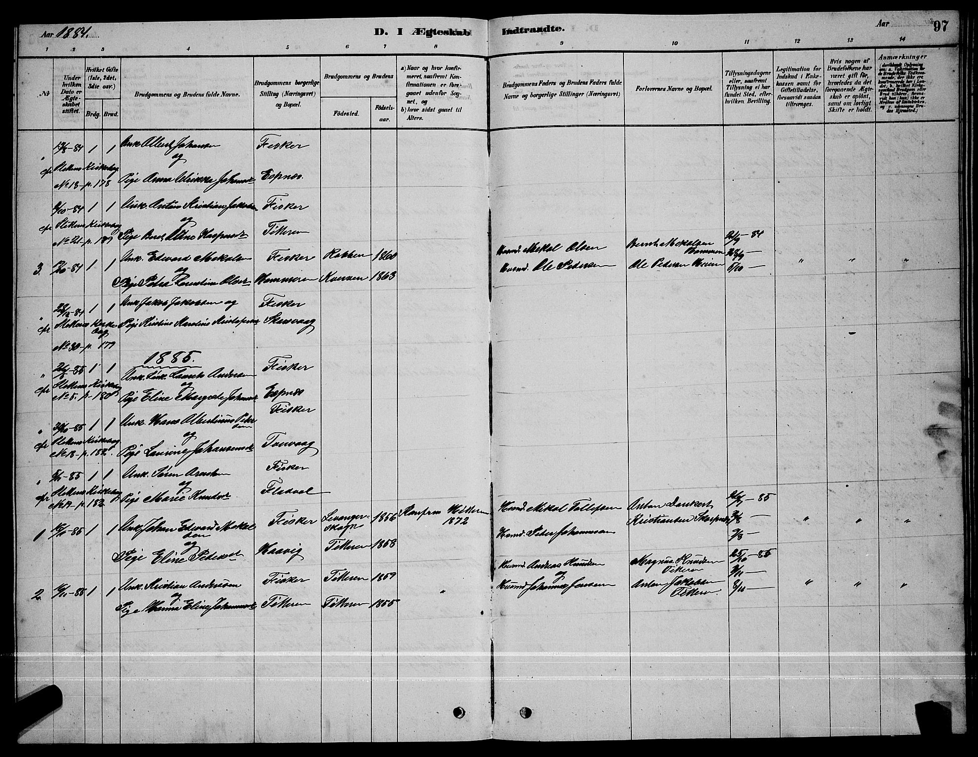 Ministerialprotokoller, klokkerbøker og fødselsregistre - Sør-Trøndelag, SAT/A-1456/641/L0597: Parish register (copy) no. 641C01, 1878-1893, p. 97