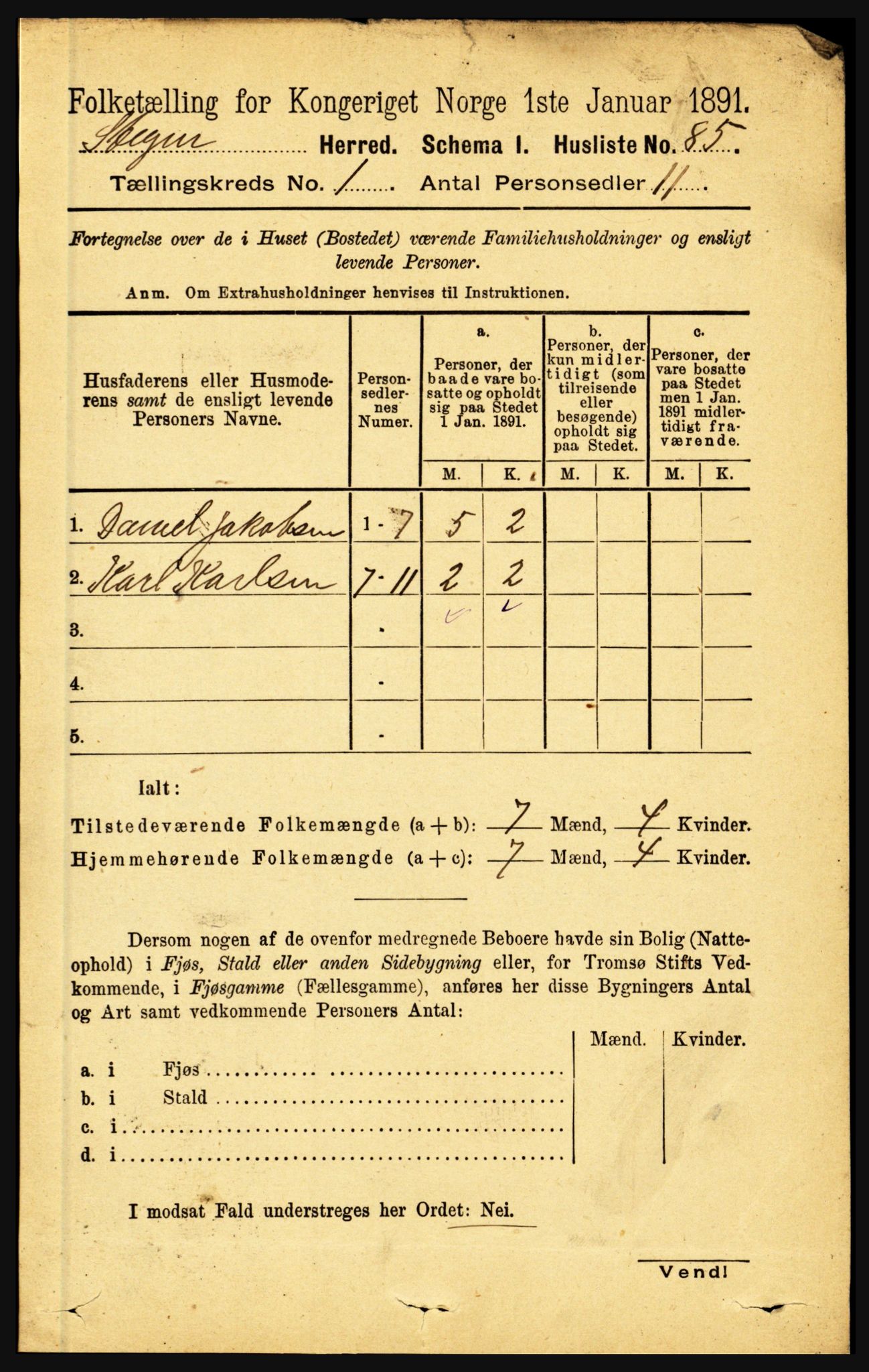 RA, 1891 census for 1848 Steigen, 1891, p. 112