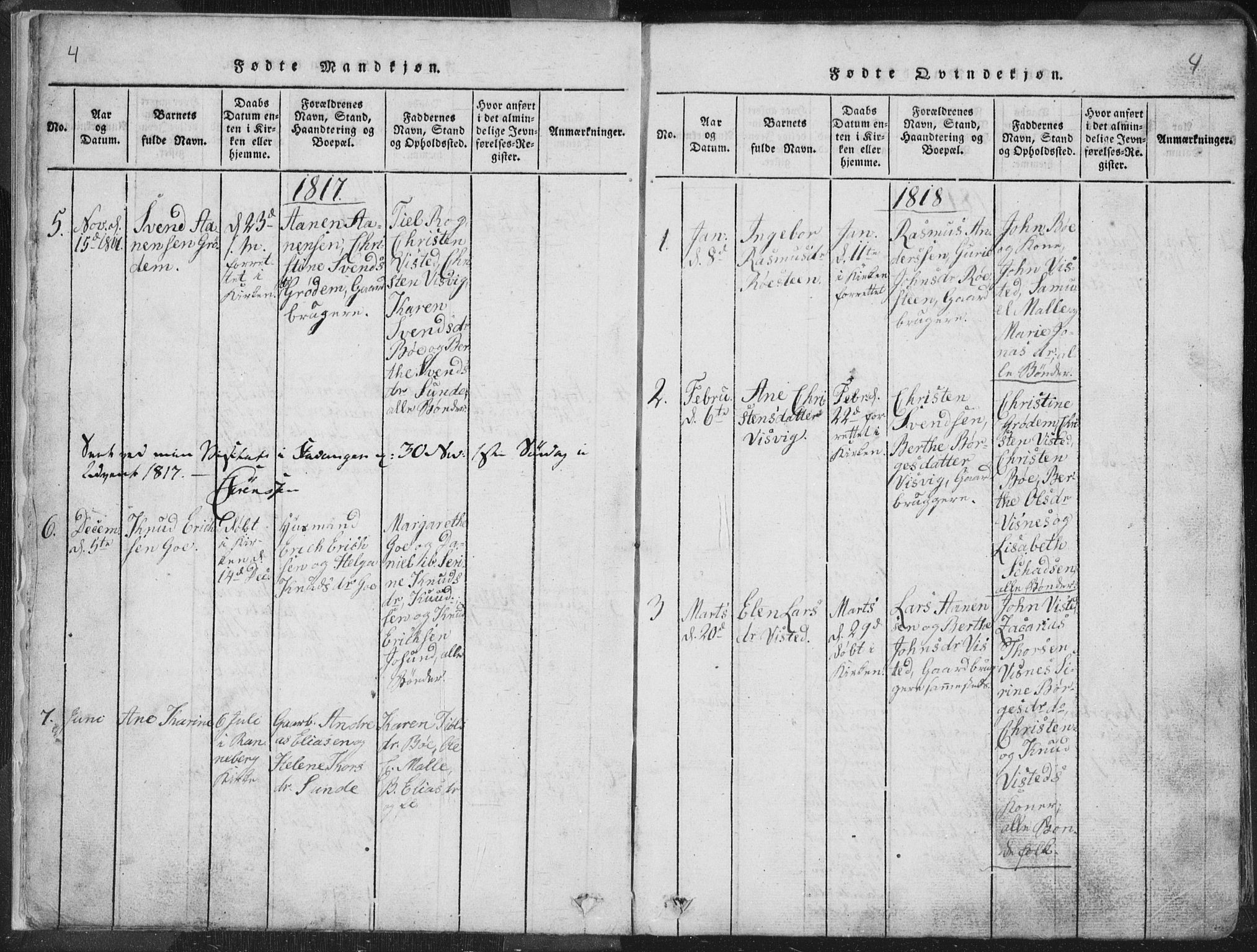 Hetland sokneprestkontor, SAST/A-101826/30/30BA/L0001: Parish register (official) no. A 1, 1816-1856, p. 4