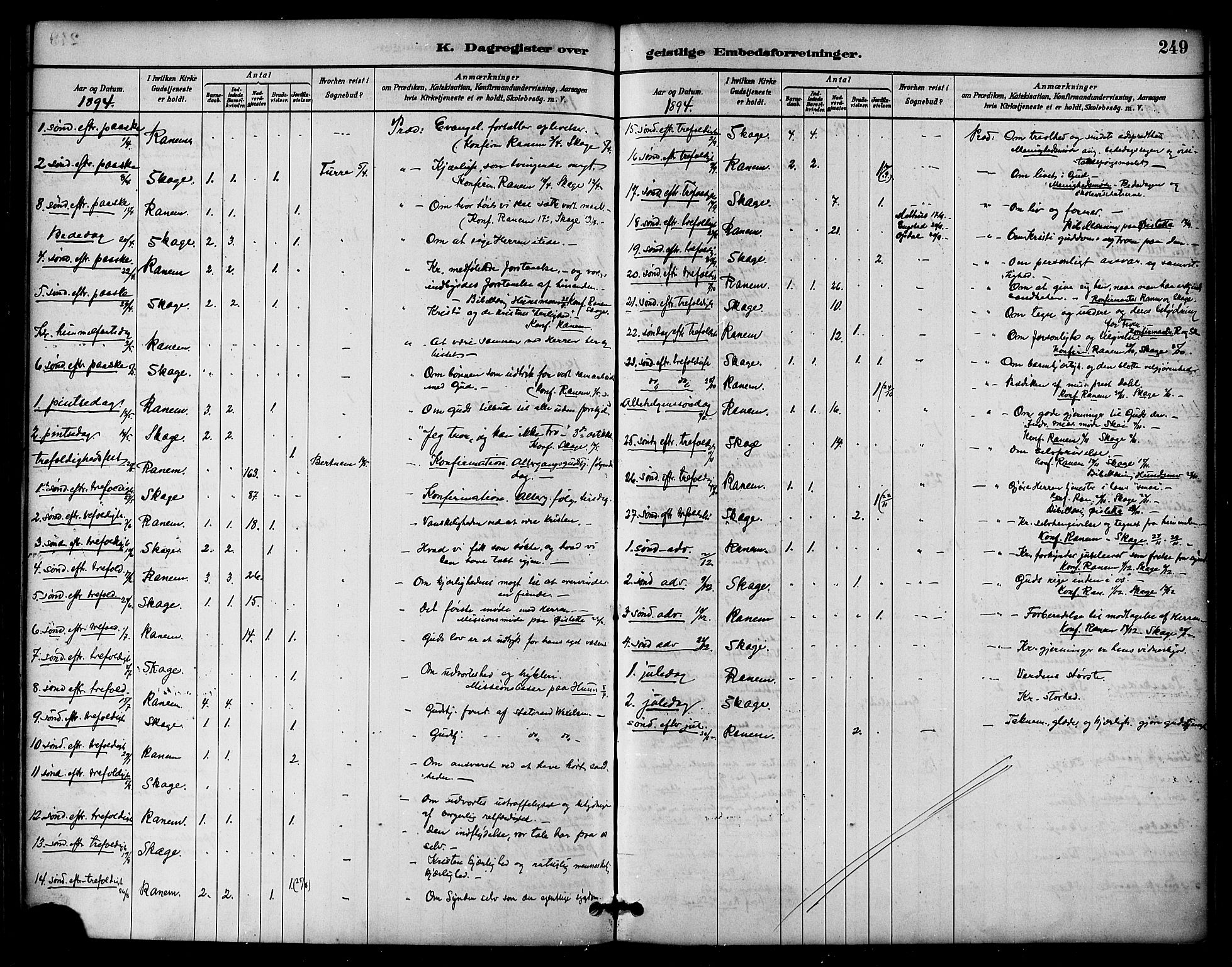 Ministerialprotokoller, klokkerbøker og fødselsregistre - Nord-Trøndelag, AV/SAT-A-1458/764/L0555: Parish register (official) no. 764A10, 1881-1896, p. 249