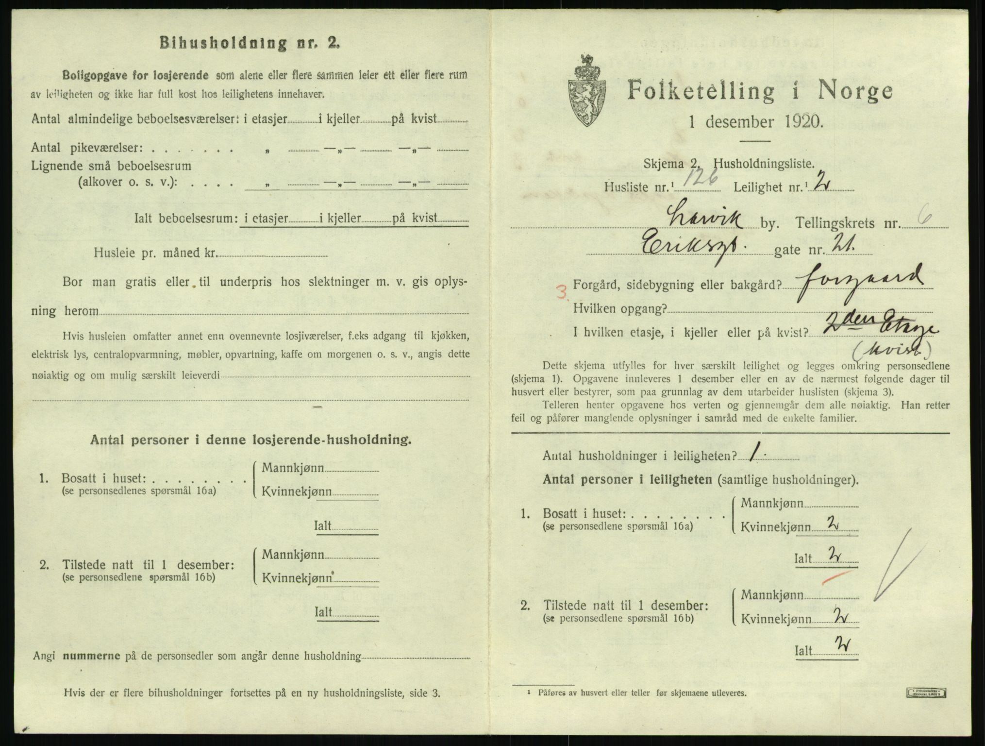 SAKO, 1920 census for Larvik, 1920, p. 5858