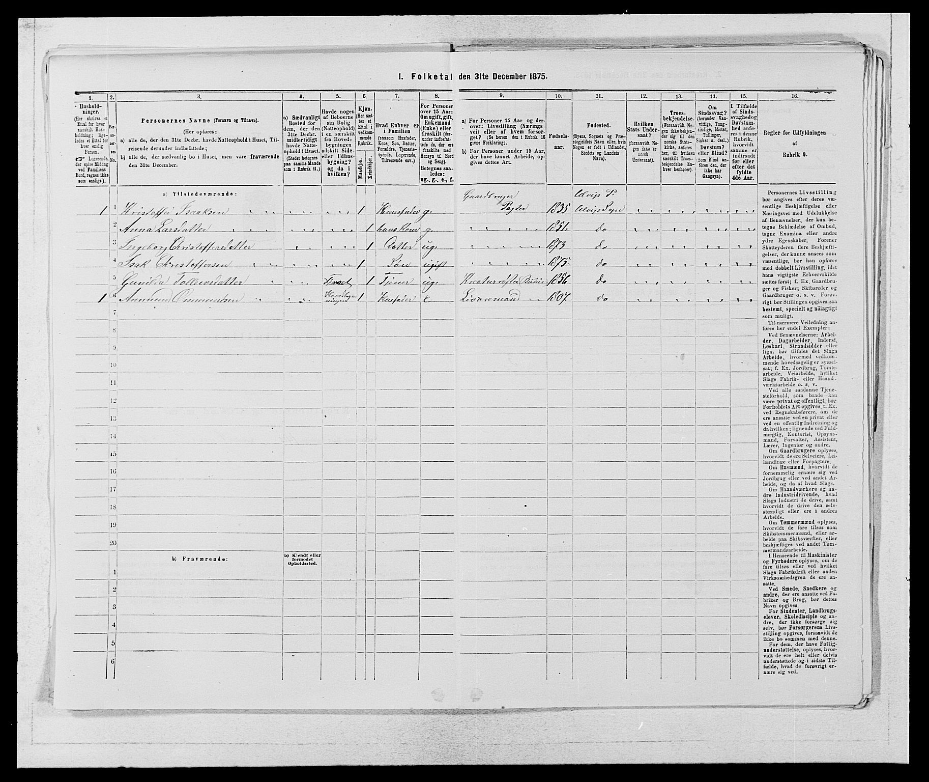 SAB, 1875 census for 1233P Ulvik, 1875, p. 577