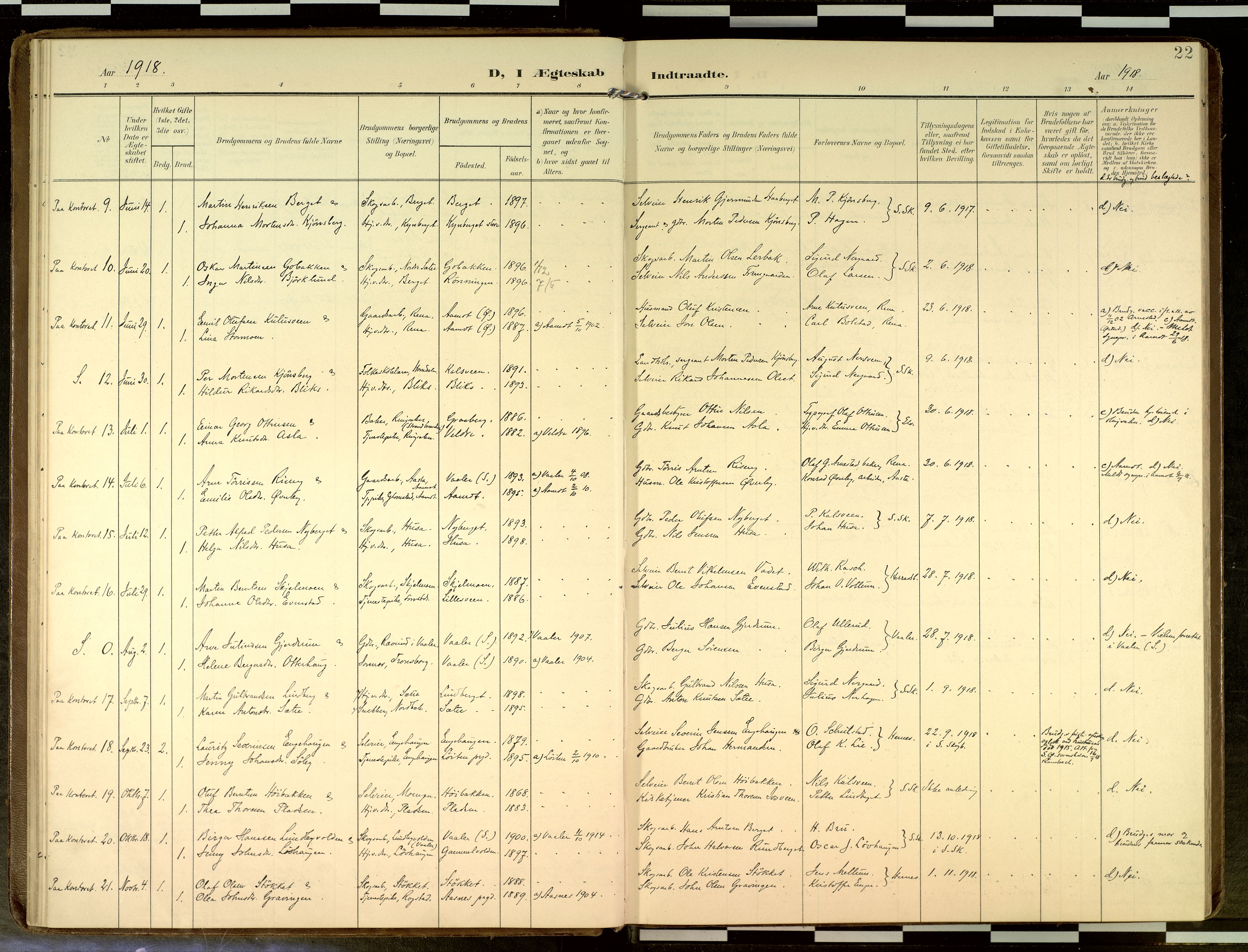 Elverum prestekontor, AV/SAH-PREST-044/H/Ha/Haa/L0019: Parish register (official) no. 19, 1903-1926, p. 22