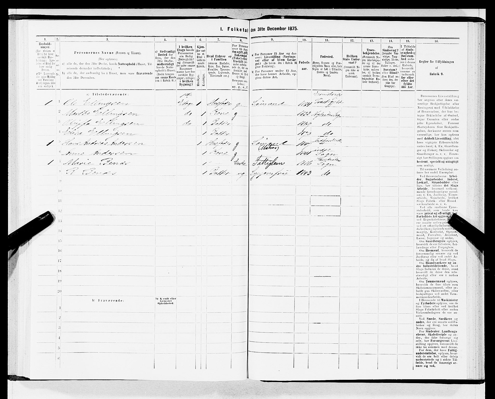 SAB, 1875 census for 1301 Bergen, 1875, p. 1012