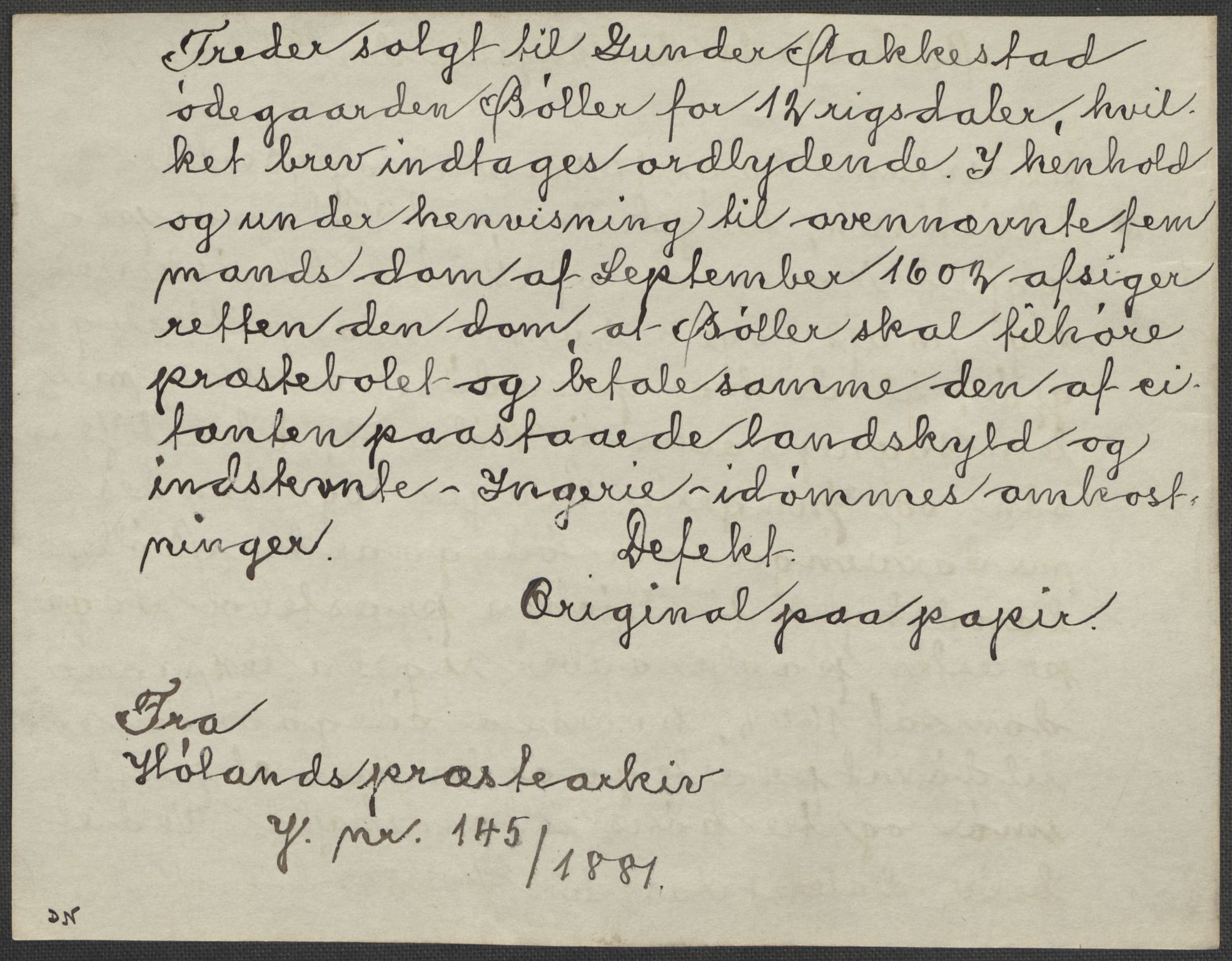 Riksarkivets diplomsamling, AV/RA-EA-5965/F15/L0007: Prestearkiv - Akershus, 1573-1693, p. 225