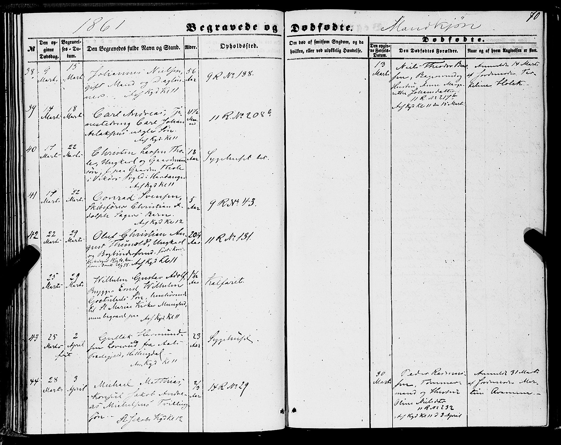 Domkirken sokneprestembete, AV/SAB-A-74801/H/Haa/L0041: Parish register (official) no. E 2, 1853-1863, p. 70