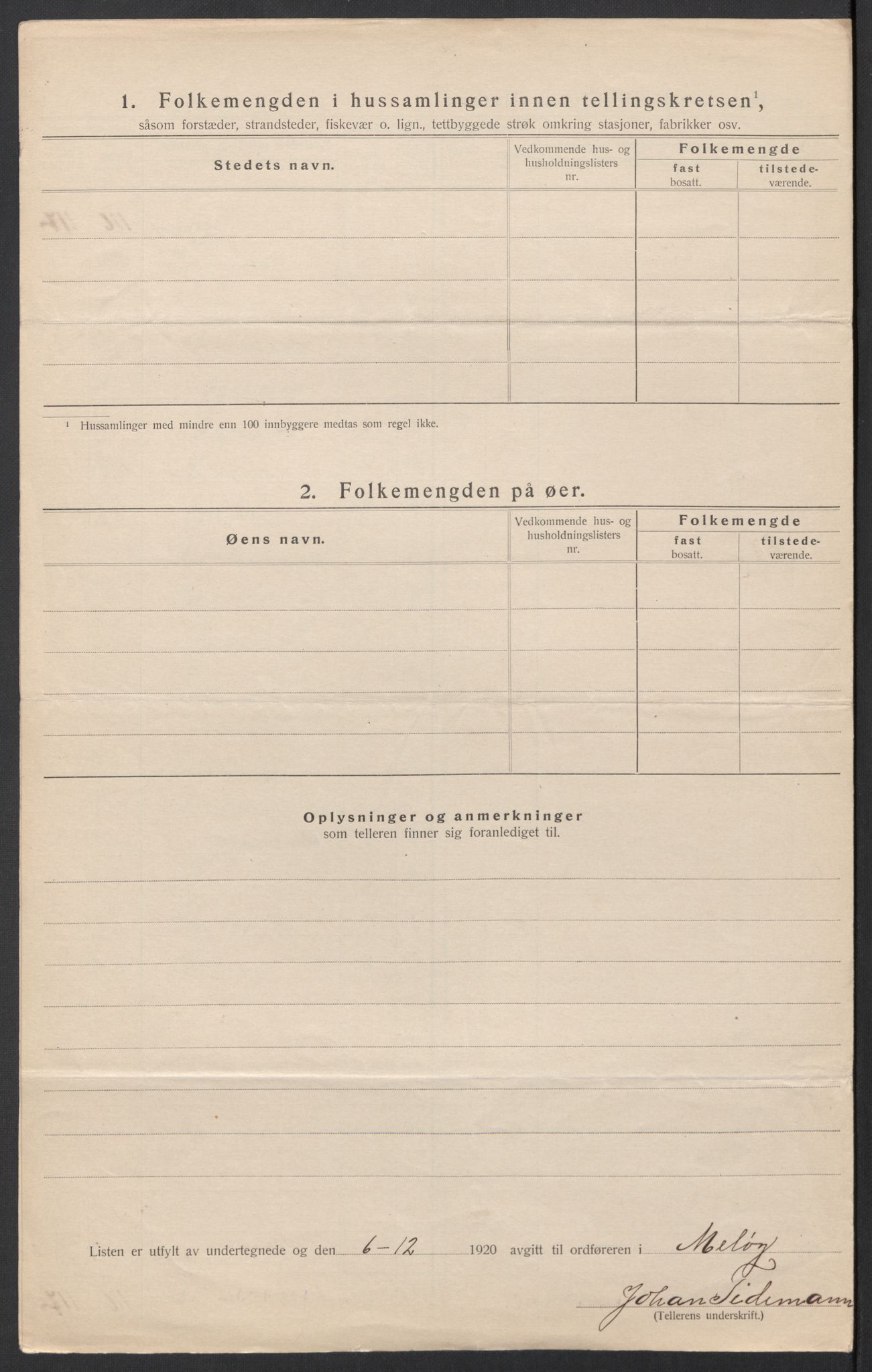 SAT, 1920 census for Meløy, 1920, p. 29