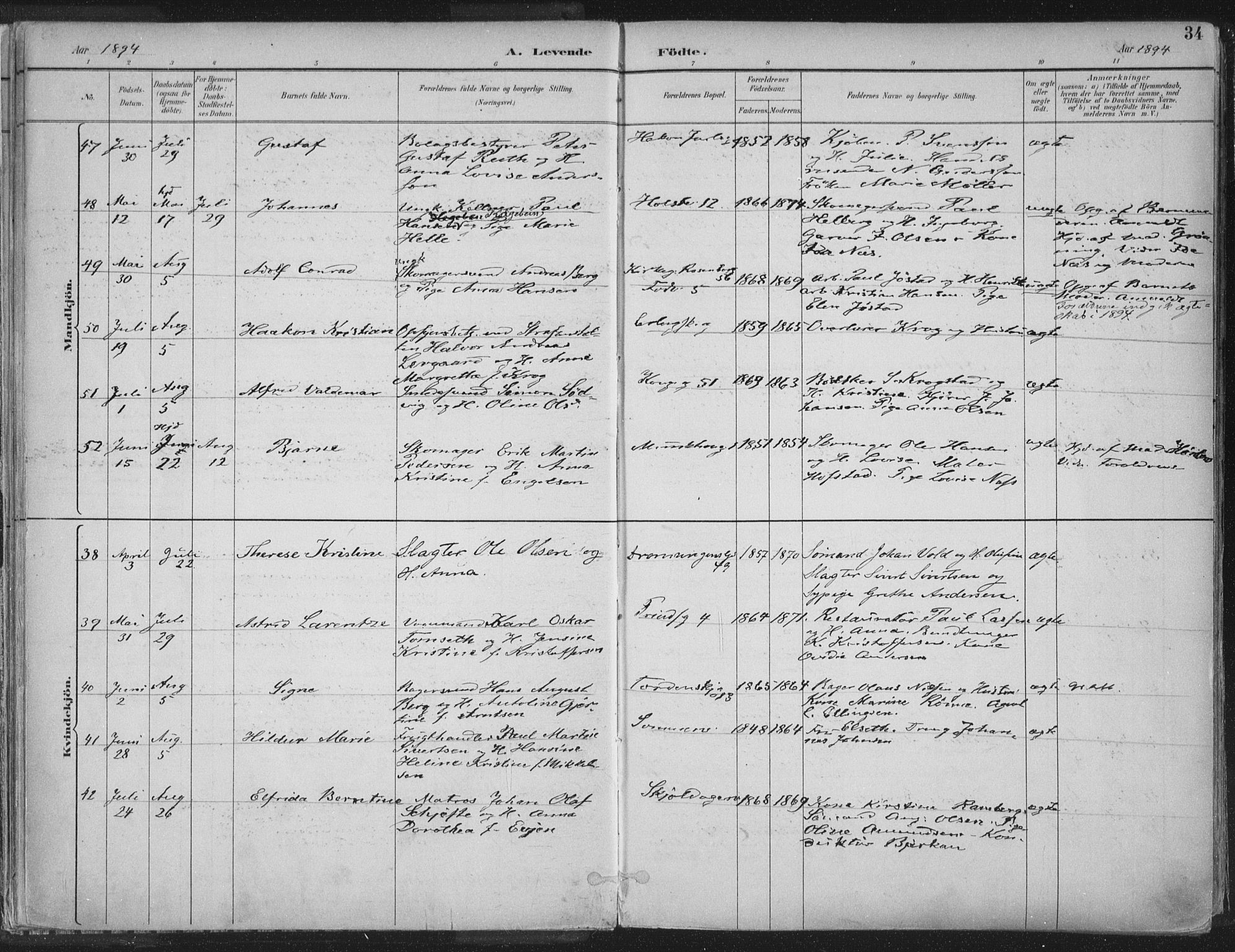 Ministerialprotokoller, klokkerbøker og fødselsregistre - Sør-Trøndelag, AV/SAT-A-1456/601/L0062: Parish register (official) no. 601A30, 1891-1911, p. 34