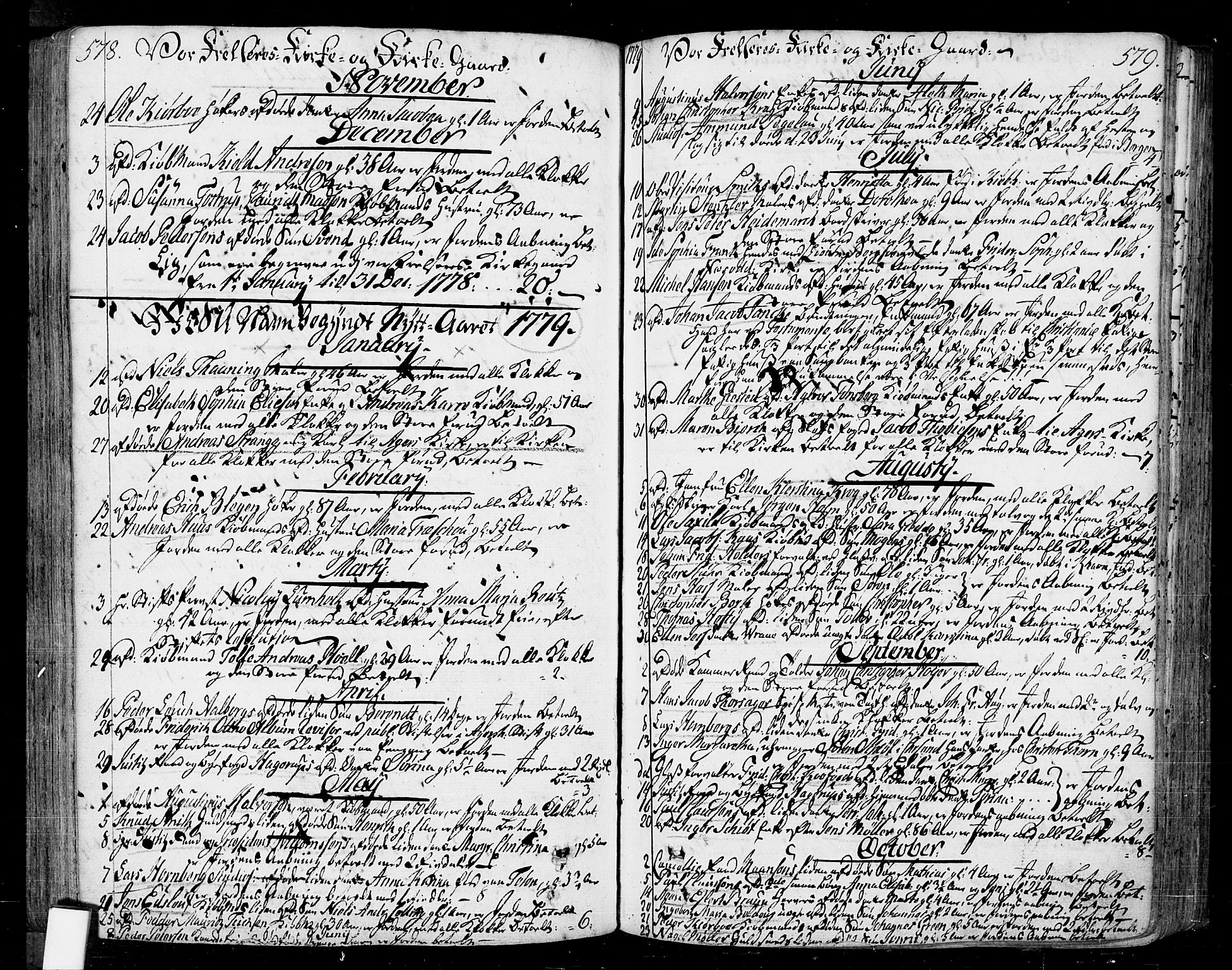 Oslo domkirke Kirkebøker, SAO/A-10752/F/Fa/L0004: Parish register (official) no. 4, 1743-1786, p. 578-579