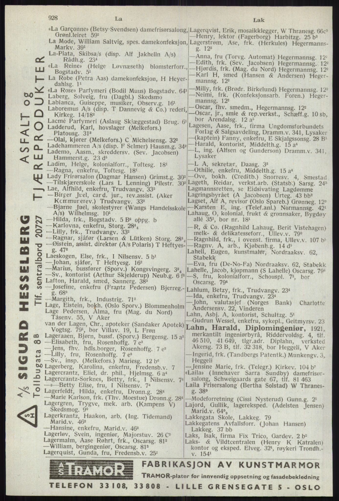 Kristiania/Oslo adressebok, PUBL/-, 1941, p. 928
