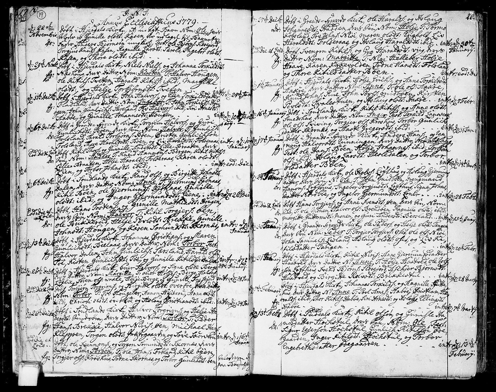 Hjartdal kirkebøker, SAKO/A-270/F/Fa/L0005: Parish register (official) no. I 5, 1776-1801, p. 19-20