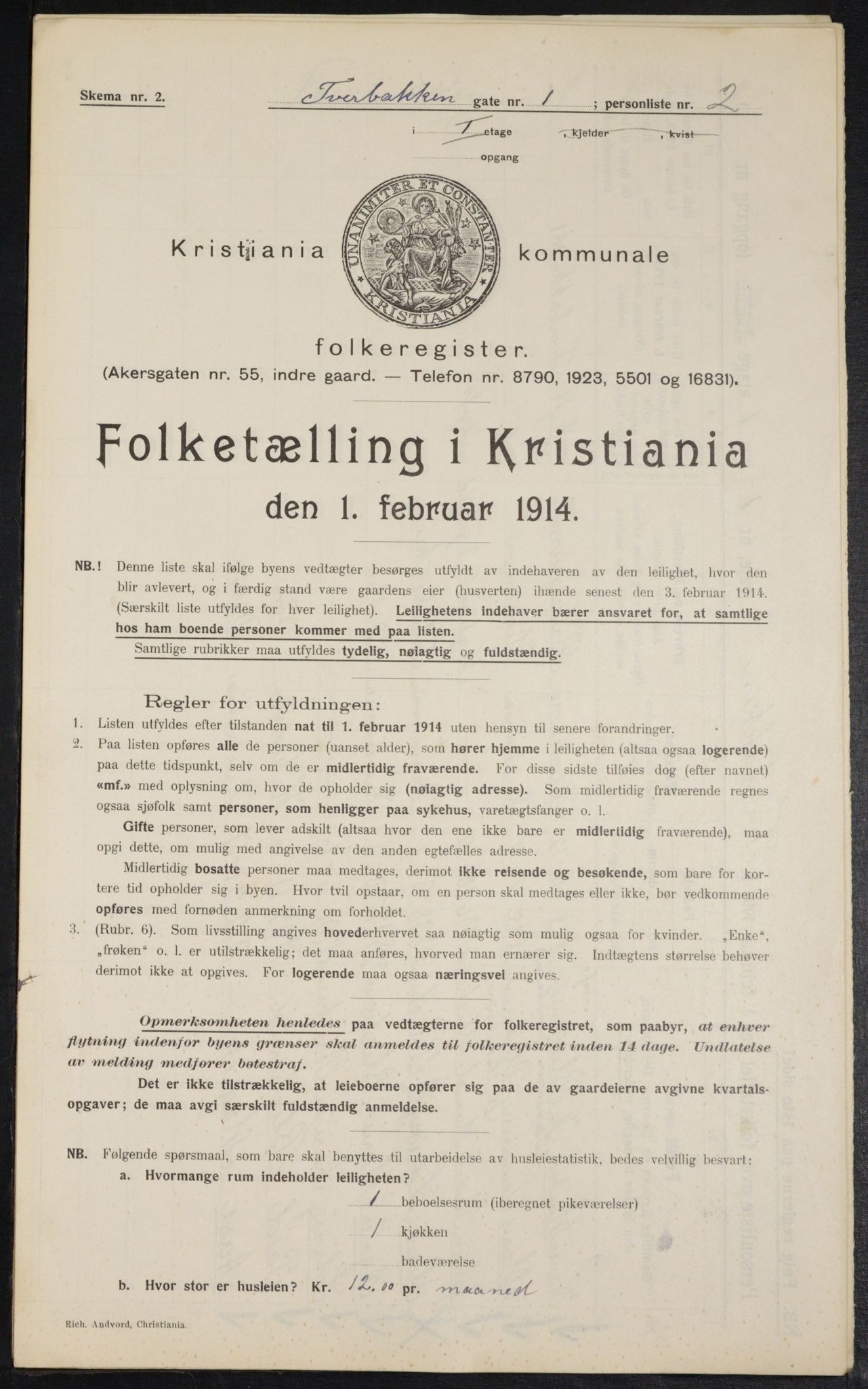 OBA, Municipal Census 1914 for Kristiania, 1914, p. 118194