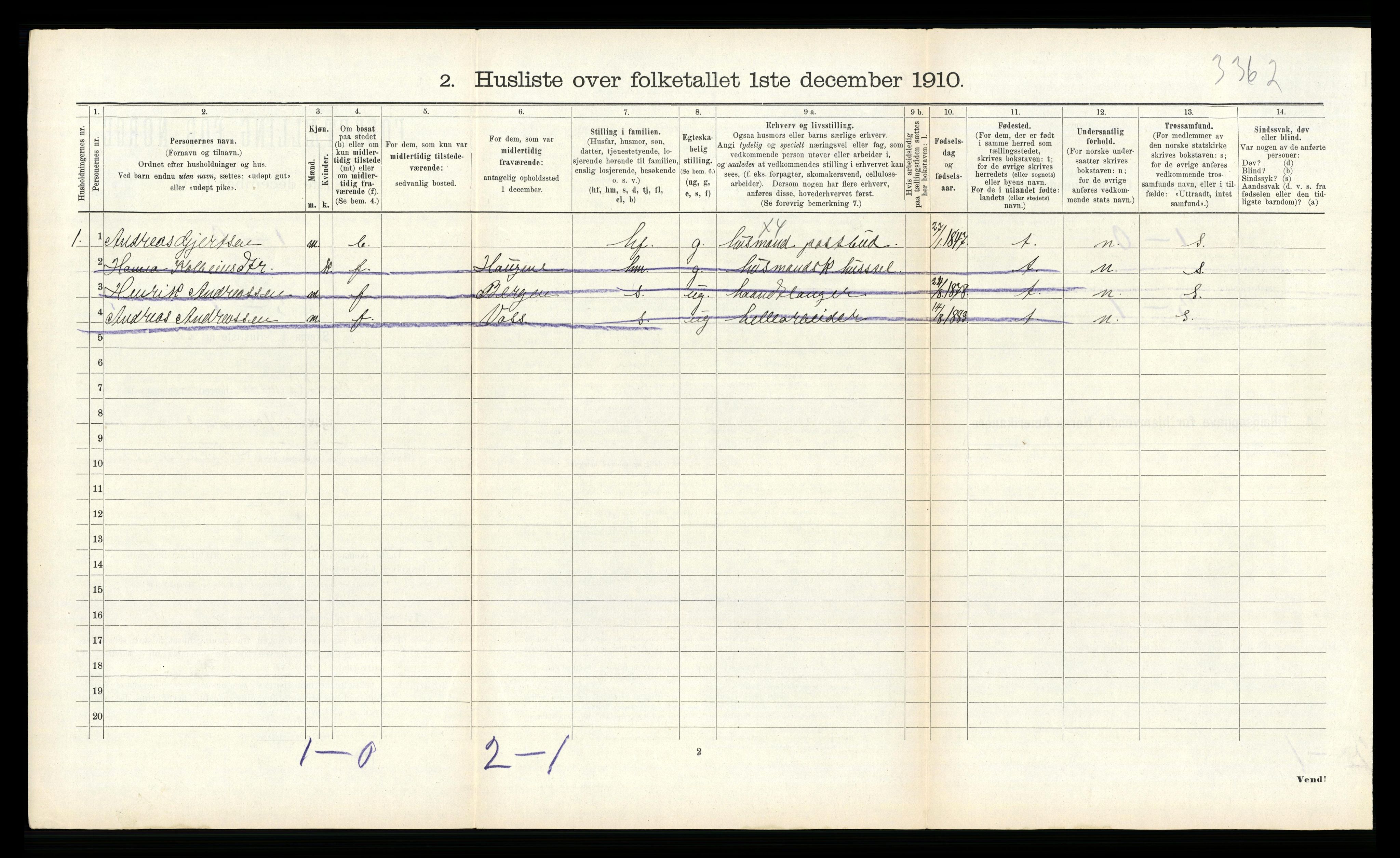 RA, 1910 census for Indre Holmedal, 1910, p. 335