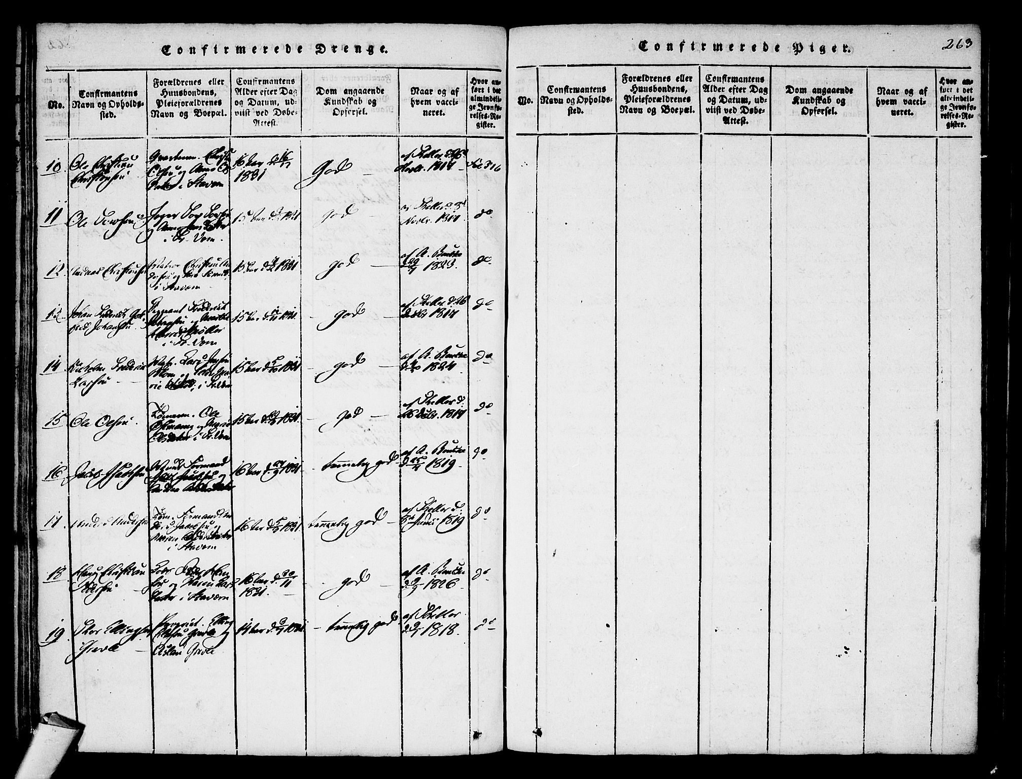 Stavern kirkebøker, SAKO/A-318/F/Fa/L0006: Parish register (official) no. 6, 1816-1839, p. 263