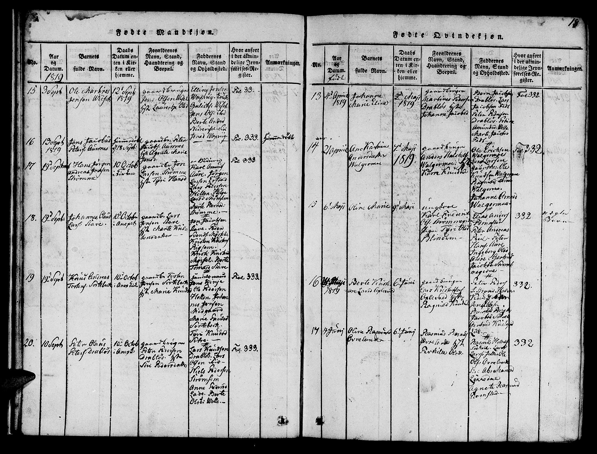 Ministerialprotokoller, klokkerbøker og fødselsregistre - Møre og Romsdal, AV/SAT-A-1454/522/L0322: Parish register (copy) no. 522C01, 1816-1830, p. 18