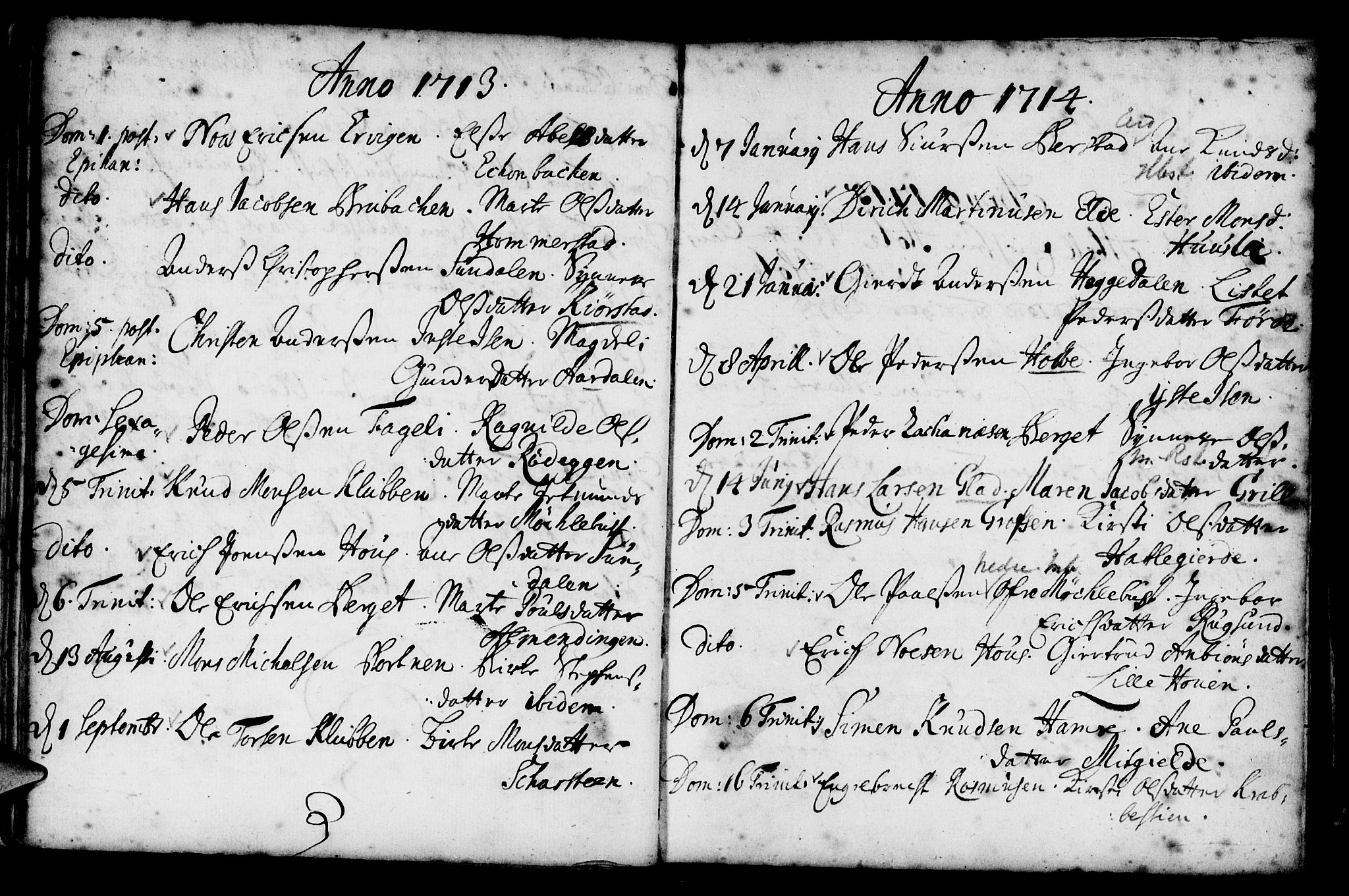 Davik sokneprestembete, SAB/A-79701/H/Haa/Haaa/L0001: Parish register (official) no. A 1, 1710-1742, p. 38
