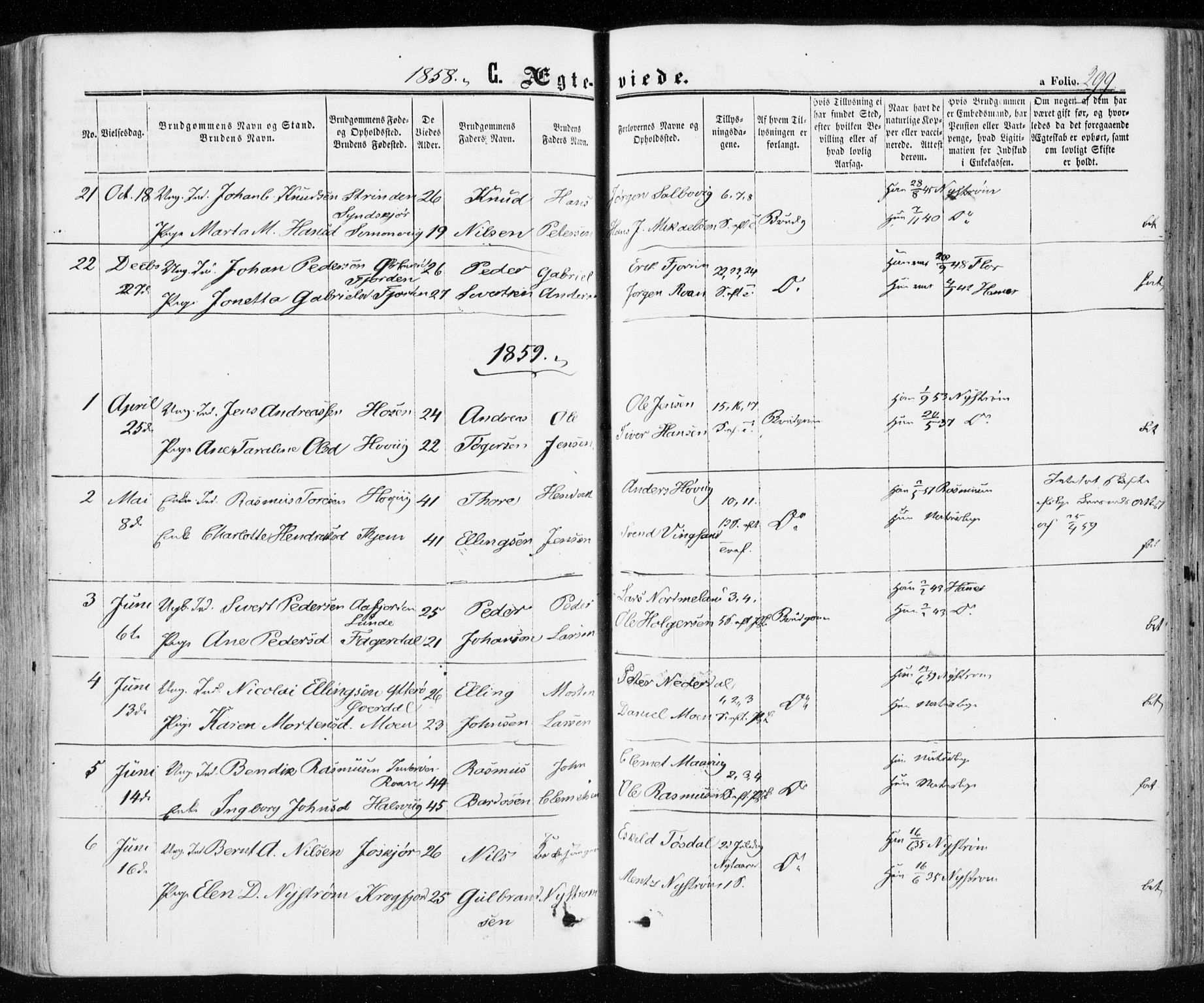 Ministerialprotokoller, klokkerbøker og fødselsregistre - Sør-Trøndelag, SAT/A-1456/657/L0705: Parish register (official) no. 657A06, 1858-1867, p. 299