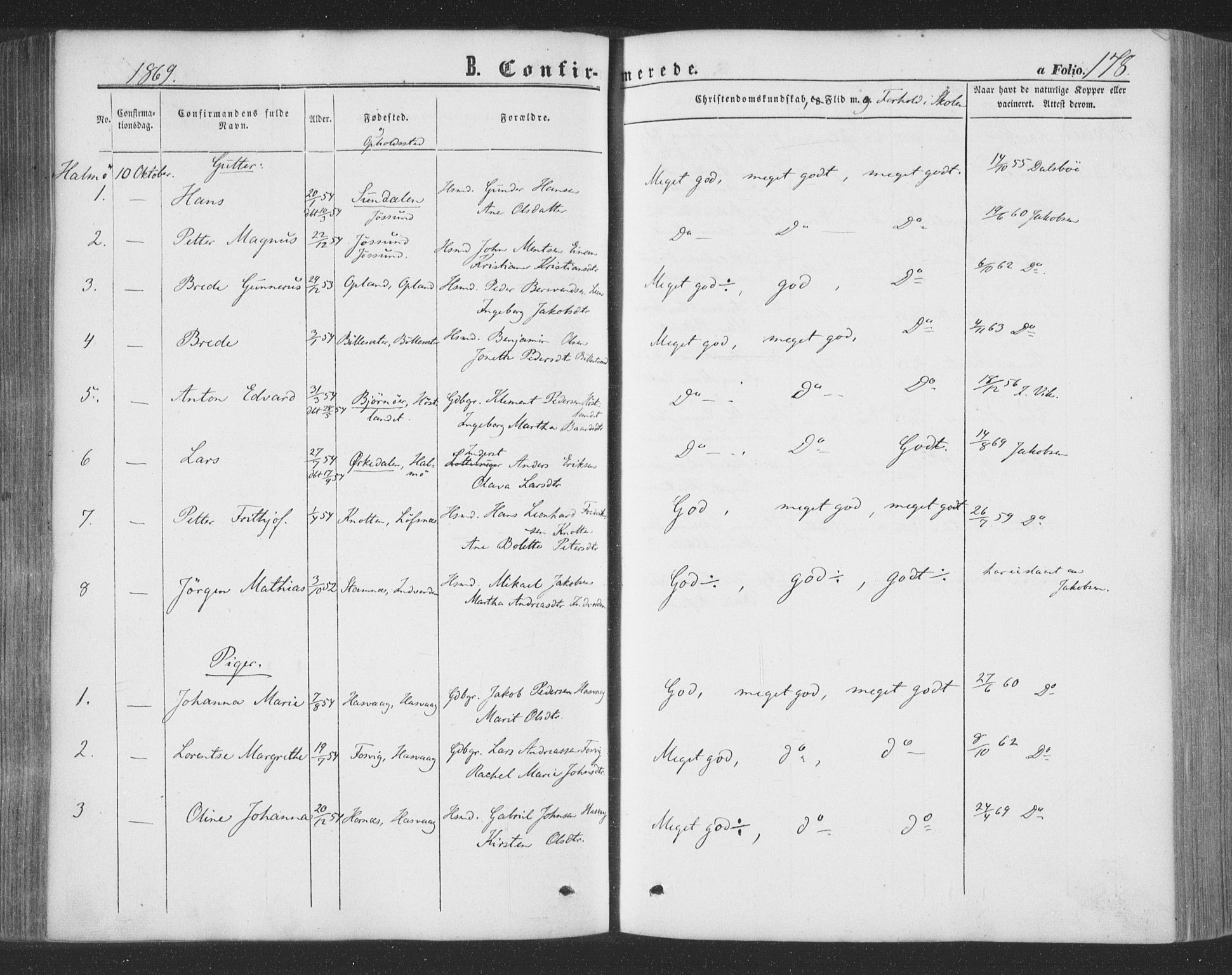 Ministerialprotokoller, klokkerbøker og fødselsregistre - Nord-Trøndelag, SAT/A-1458/773/L0615: Parish register (official) no. 773A06, 1857-1870, p. 178