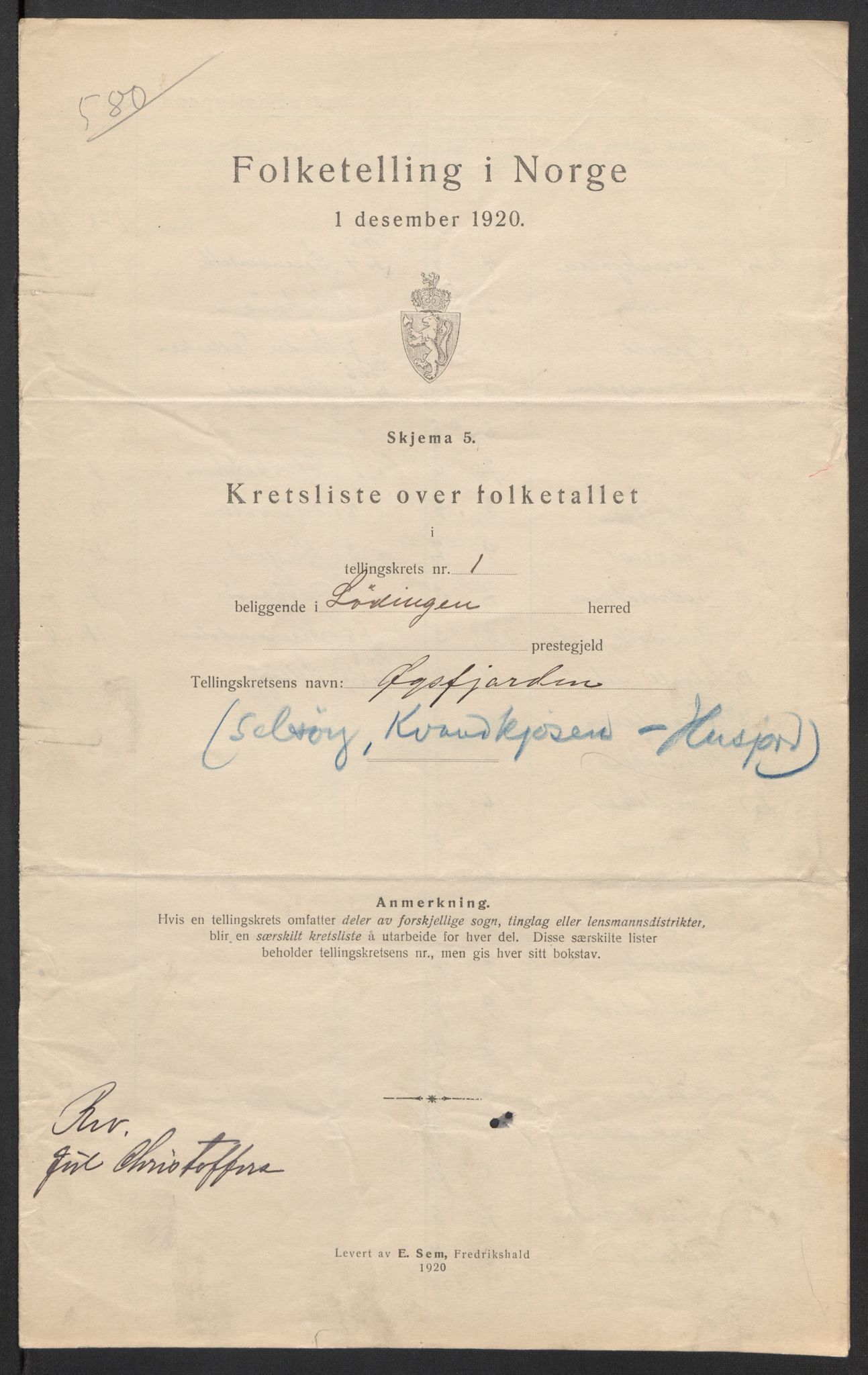 SAT, 1920 census for Lødingen, 1920, p. 6