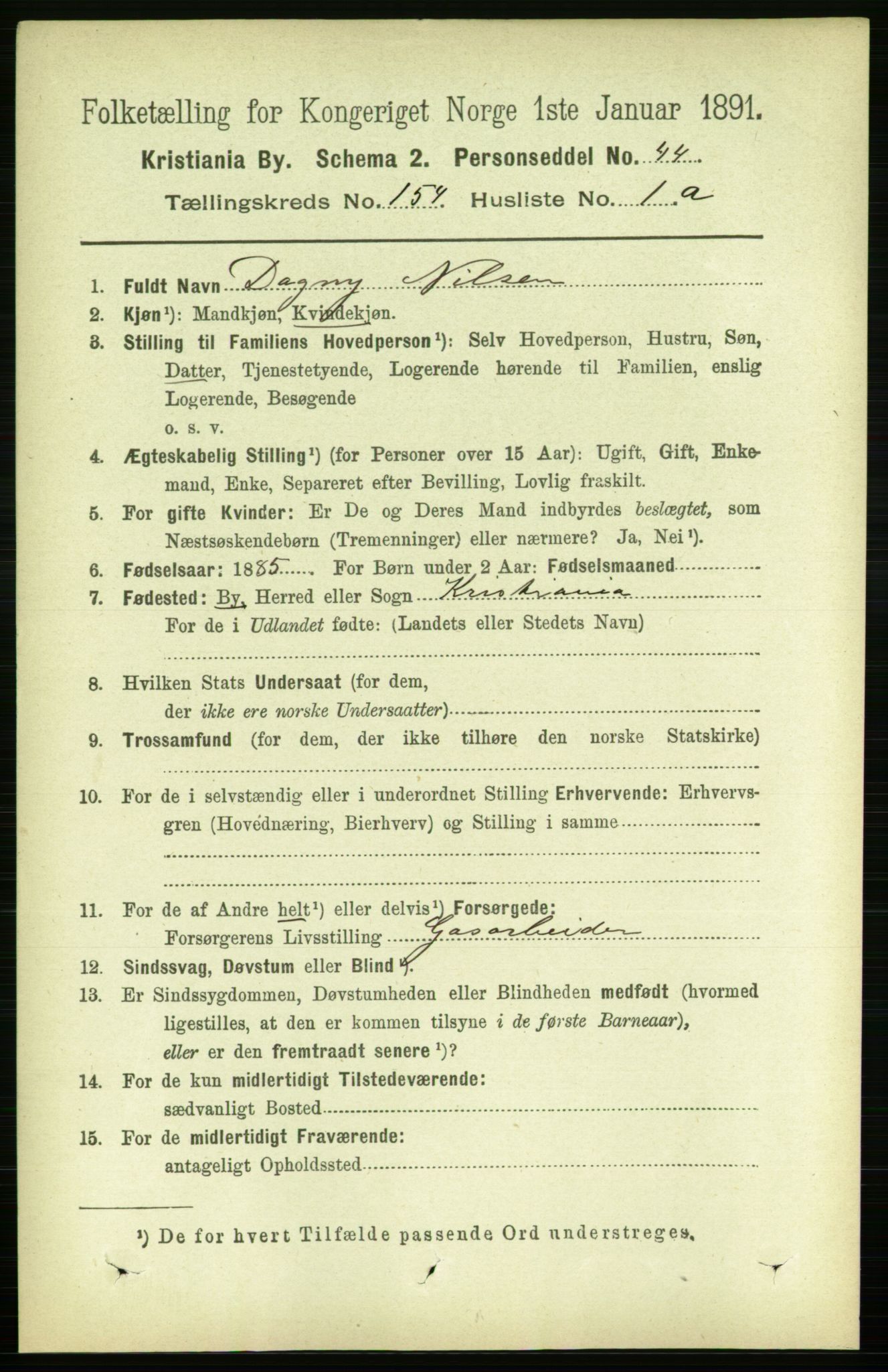 RA, 1891 census for 0301 Kristiania, 1891, p. 87288