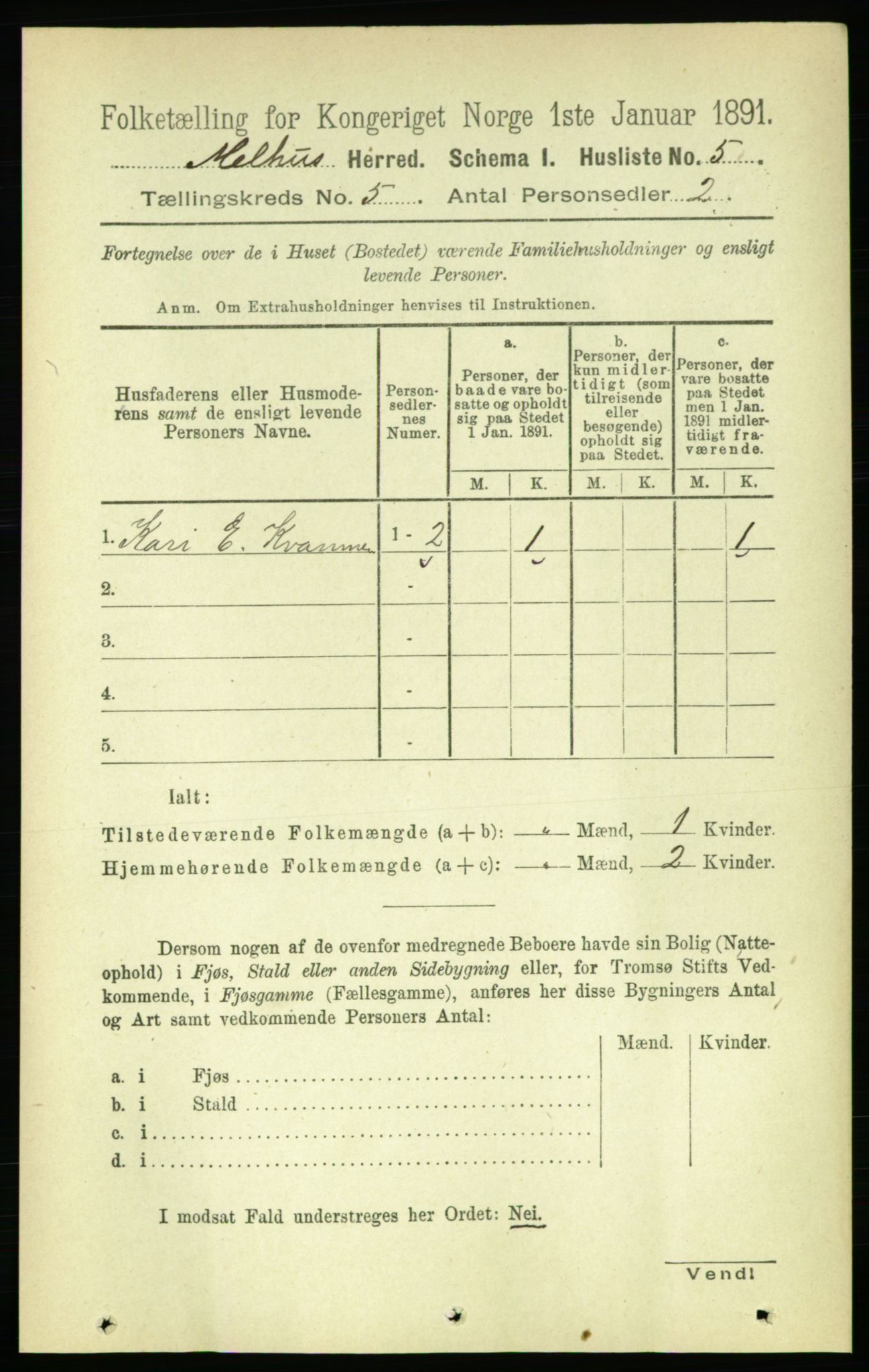 RA, 1891 census for 1653 Melhus, 1891, p. 2356