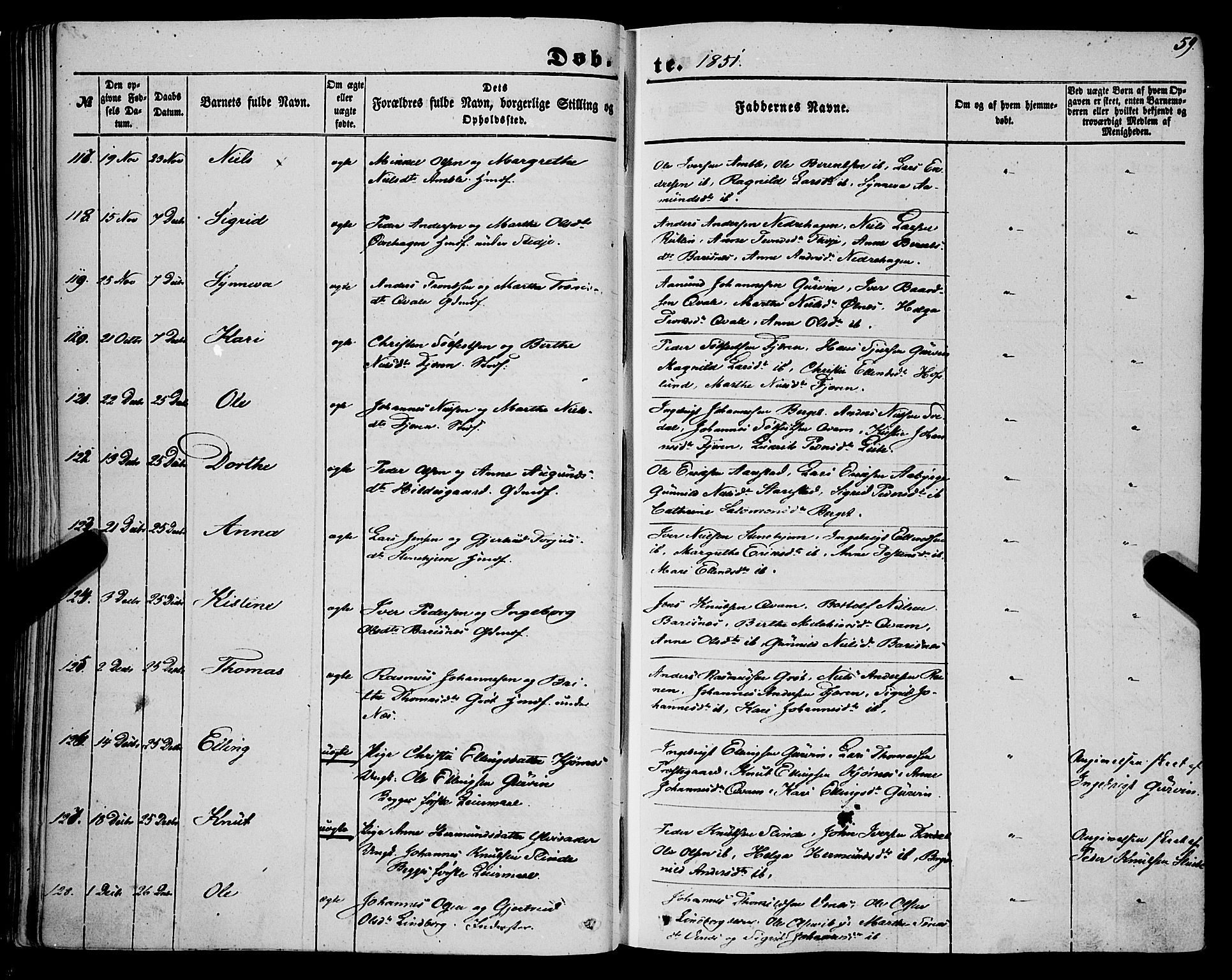 Sogndal sokneprestembete, SAB/A-81301/H/Haa/Haaa/L0012I: Parish register (official) no. A 12I, 1847-1859, p. 59