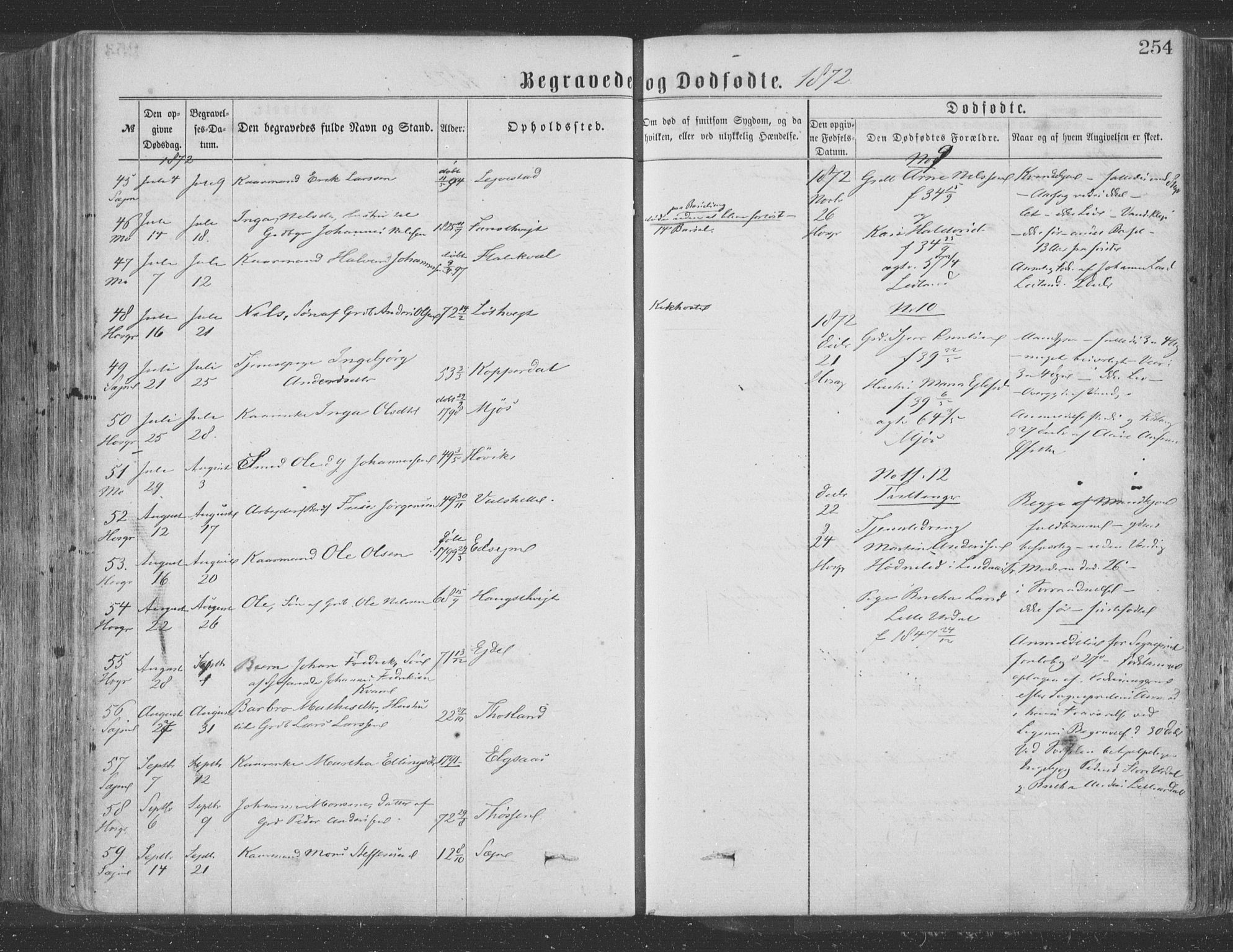 Hosanger sokneprestembete, SAB/A-75801/H/Haa: Parish register (official) no. A 9, 1864-1876, p. 254