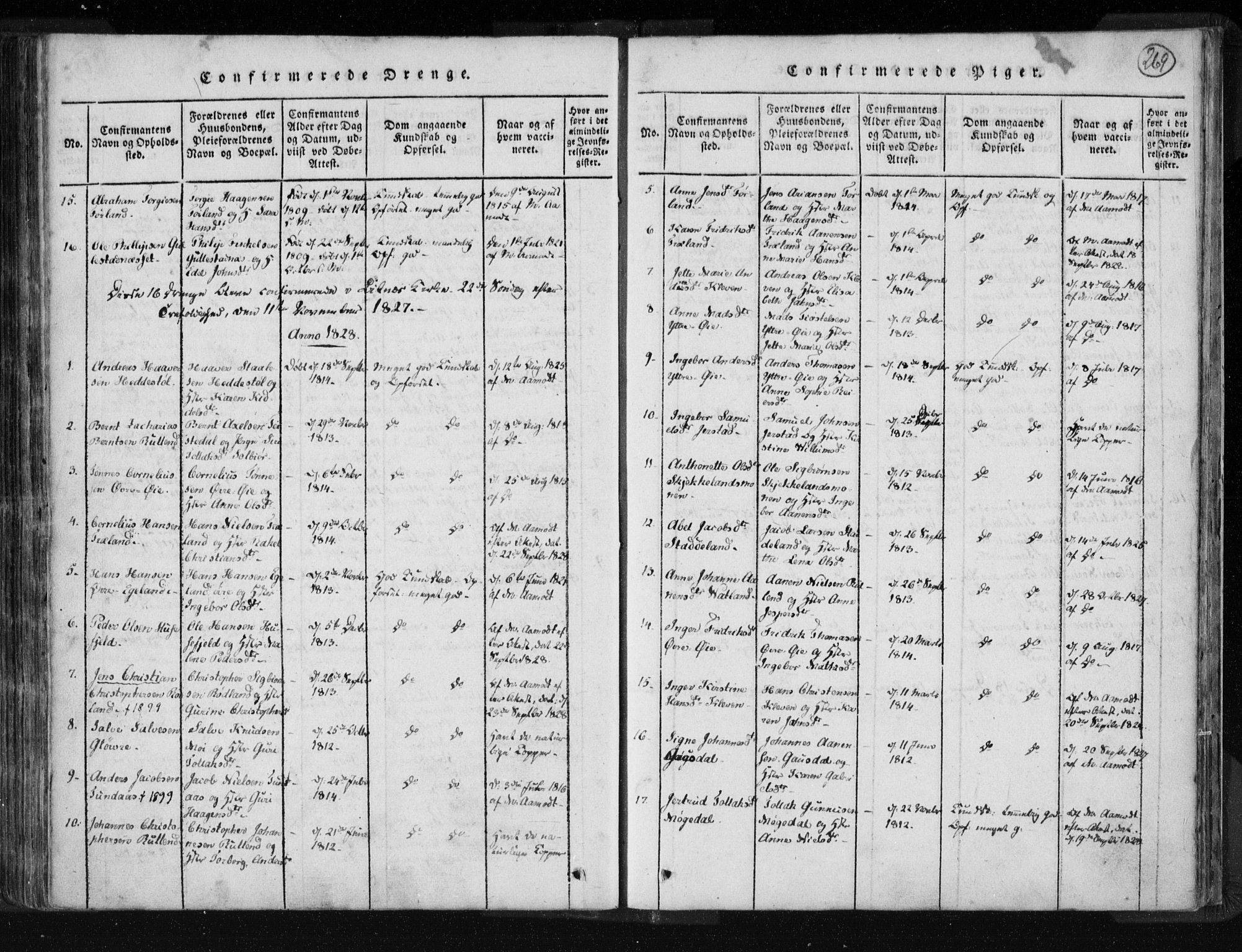 Kvinesdal sokneprestkontor, SAK/1111-0026/F/Fa/Fab/L0003: Parish register (official) no. A 3, 1815-1829, p. 269