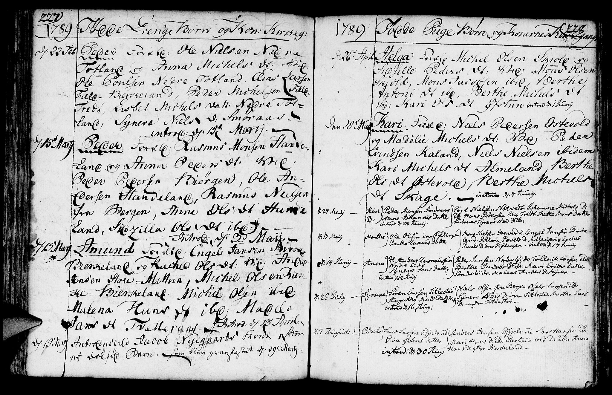 Fana Sokneprestembete, AV/SAB-A-75101/H/Haa/Haaa/L0005: Parish register (official) no. A 5, 1773-1799, p. 227-228