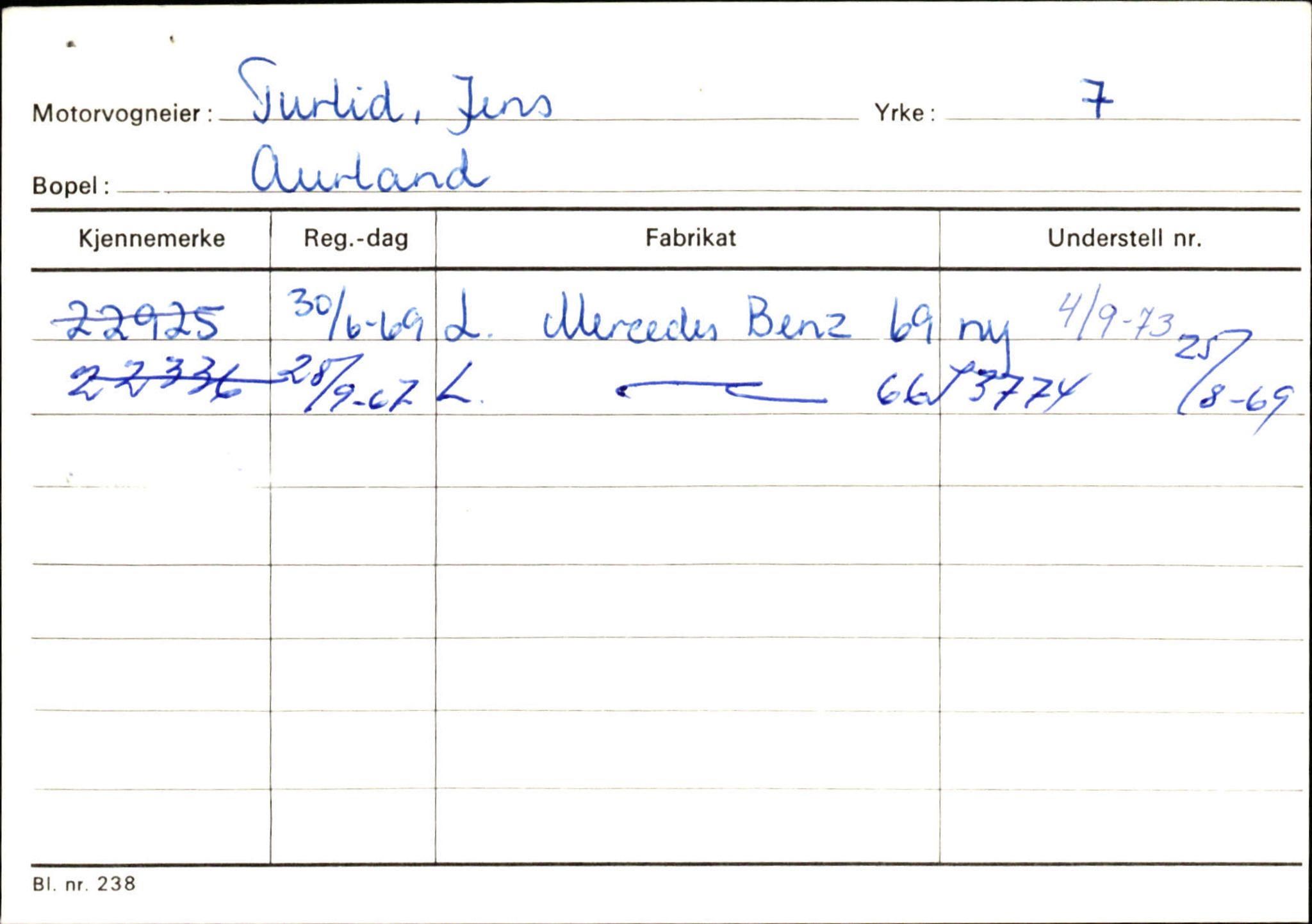 Statens vegvesen, Sogn og Fjordane vegkontor, AV/SAB-A-5301/4/F/L0125: Eigarregister Sogndal V-Å. Aurland A-Å. Fjaler A-N, 1945-1975, p. 1173