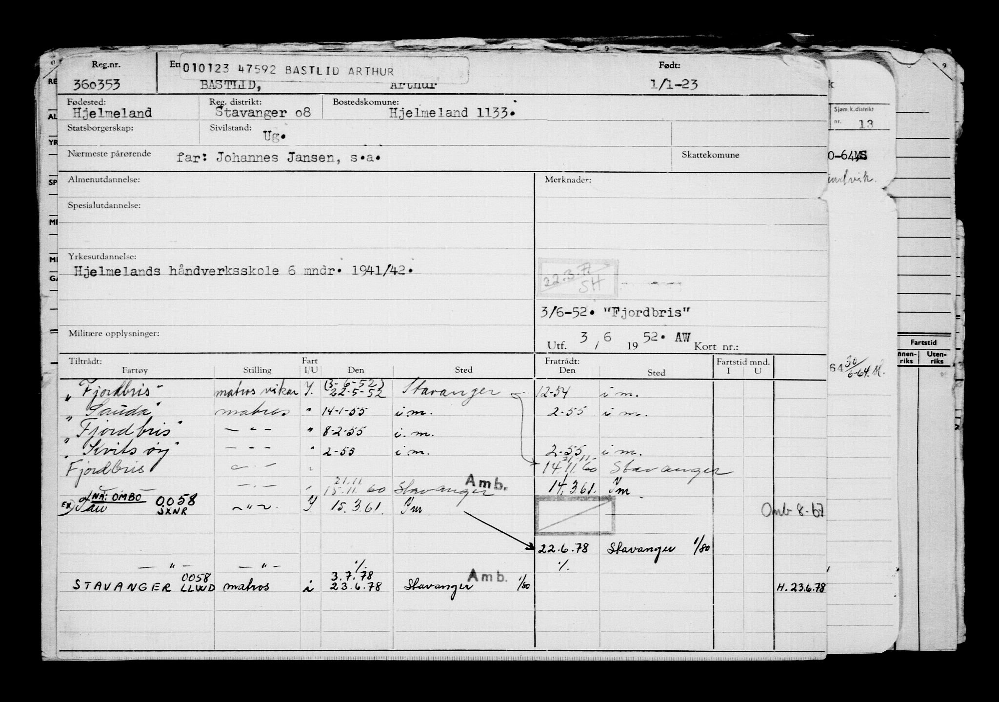 Direktoratet for sjømenn, AV/RA-S-3545/G/Gb/L0214: Hovedkort, 1923, p. 3