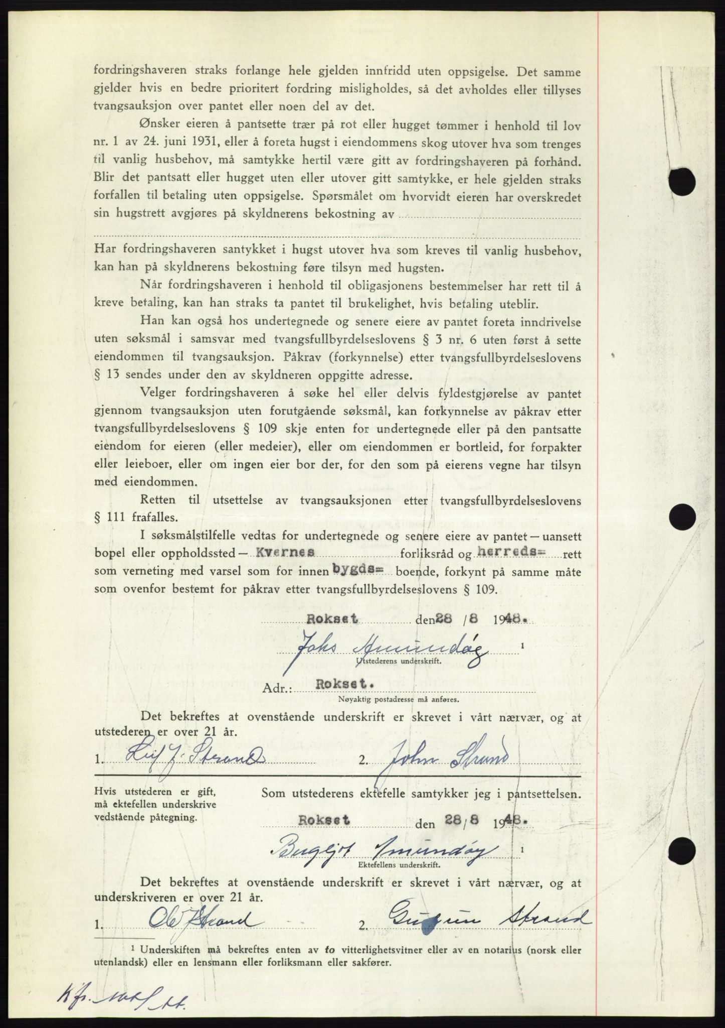 Nordmøre sorenskriveri, AV/SAT-A-4132/1/2/2Ca: Mortgage book no. B99, 1948-1948, Diary no: : 2491/1948