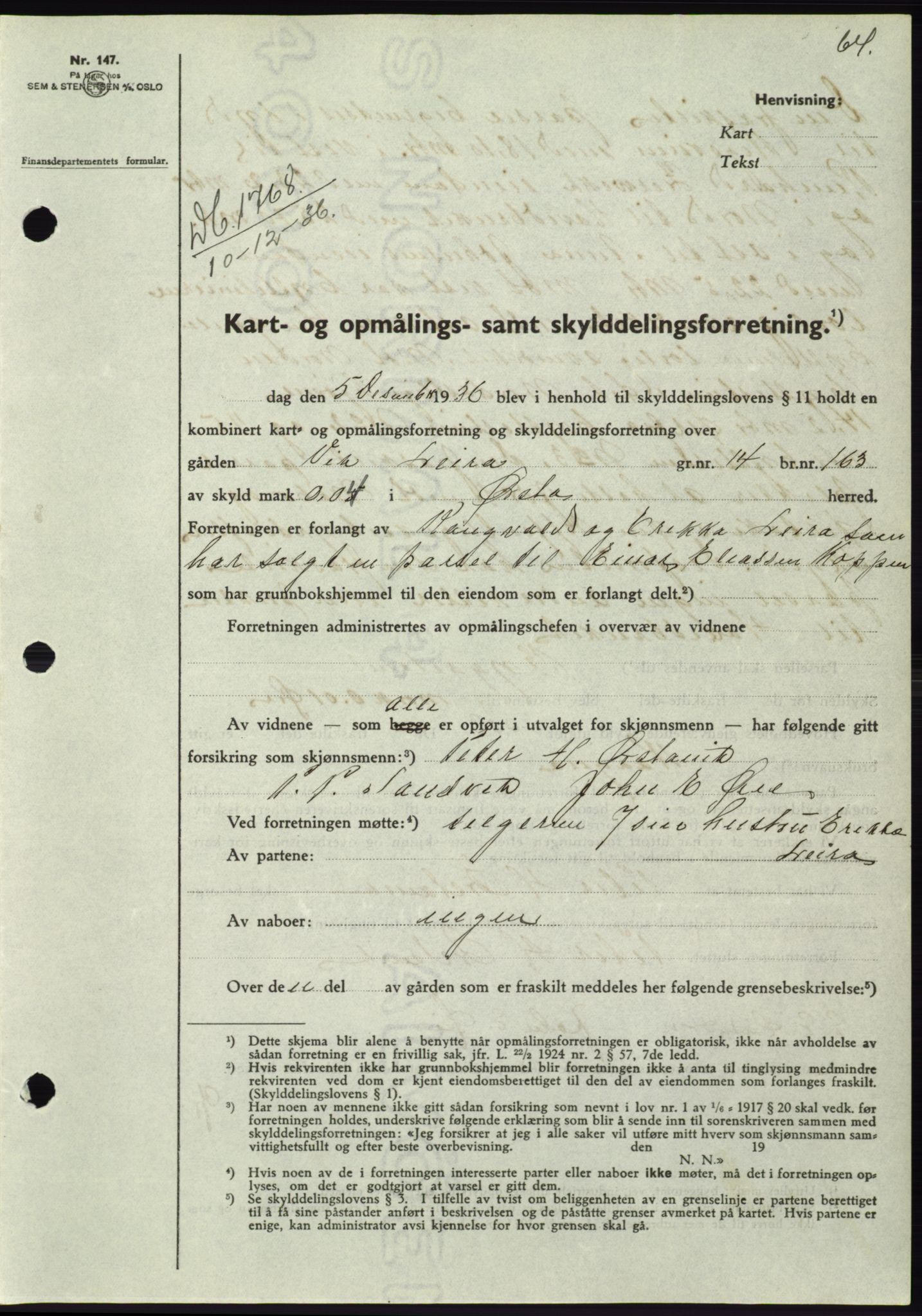 Søre Sunnmøre sorenskriveri, SAT/A-4122/1/2/2C/L0062: Mortgage book no. 56, 1936-1937, Diary no: : 1768/1936