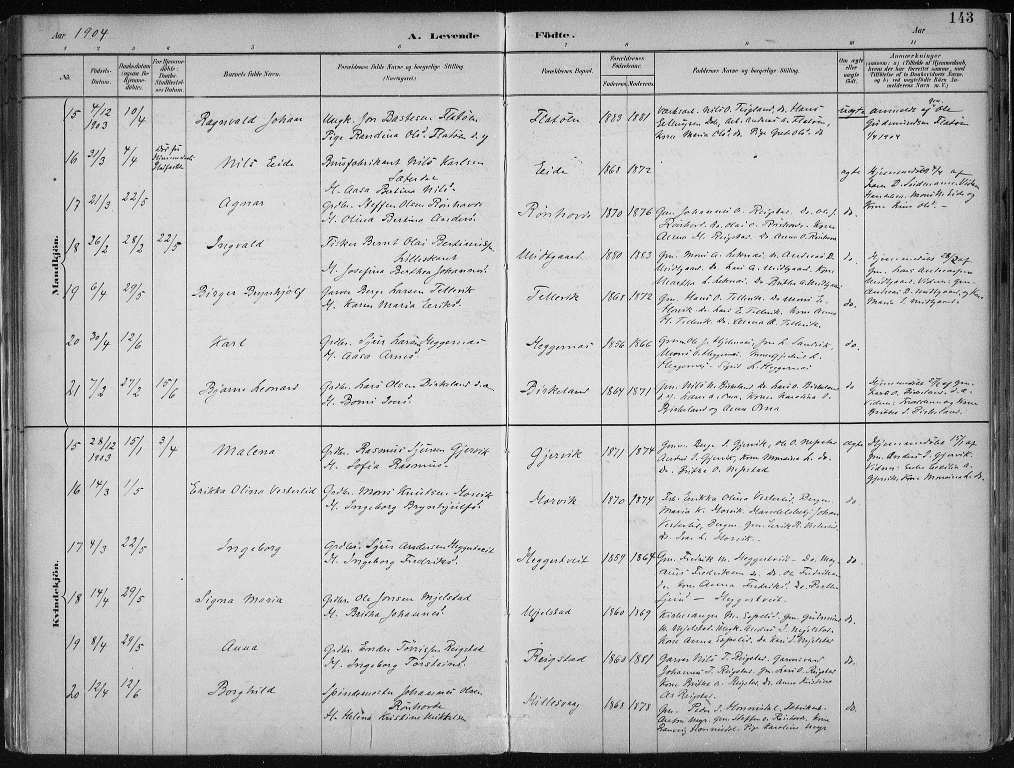 Hamre sokneprestembete, AV/SAB-A-75501/H/Ha/Haa/Haab/L0001: Parish register (official) no. B  1, 1882-1905, p. 143