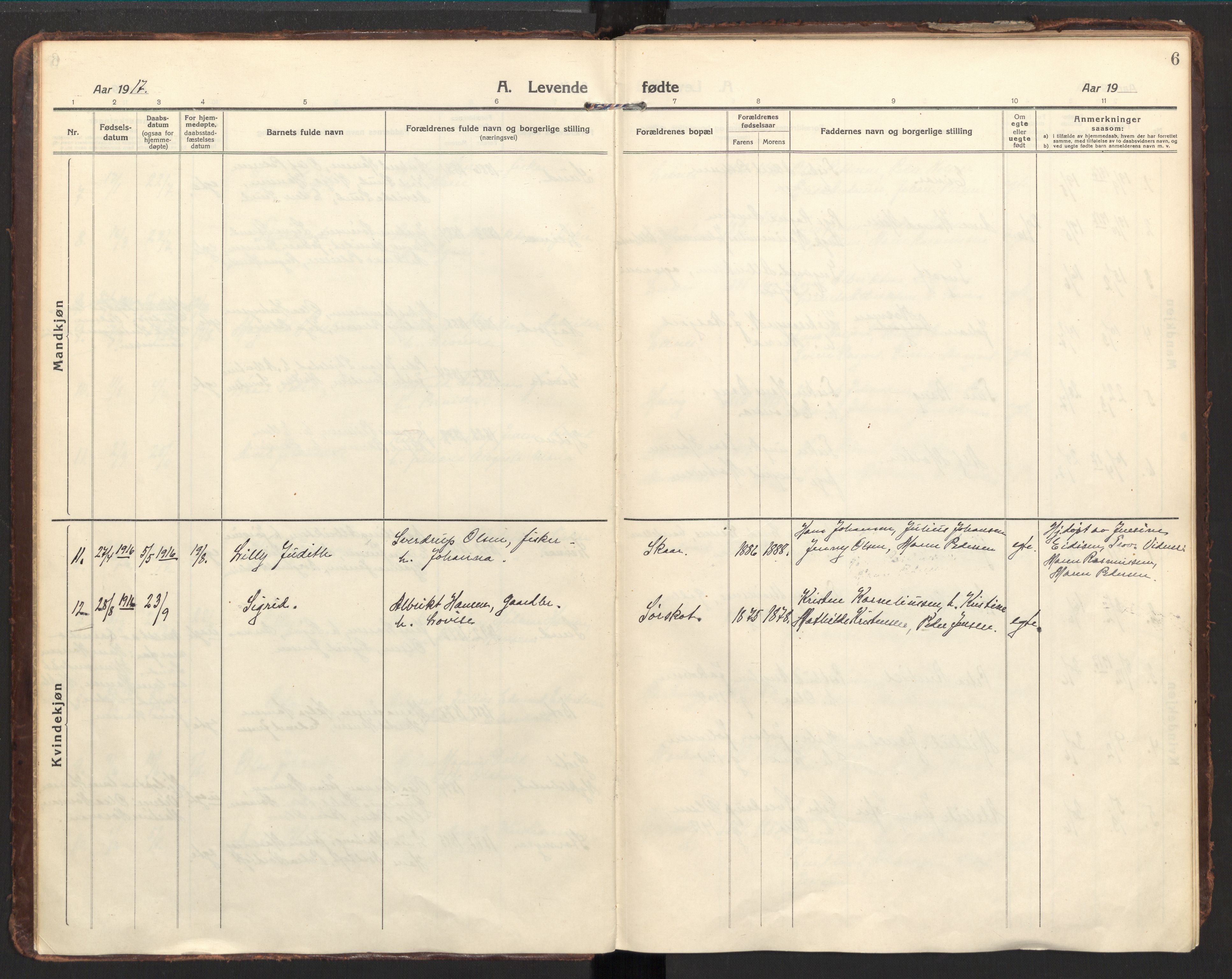 Ministerialprotokoller, klokkerbøker og fødselsregistre - Nordland, AV/SAT-A-1459/857/L0824: Parish register (official) no. 857A04, 1917-1943, p. 6